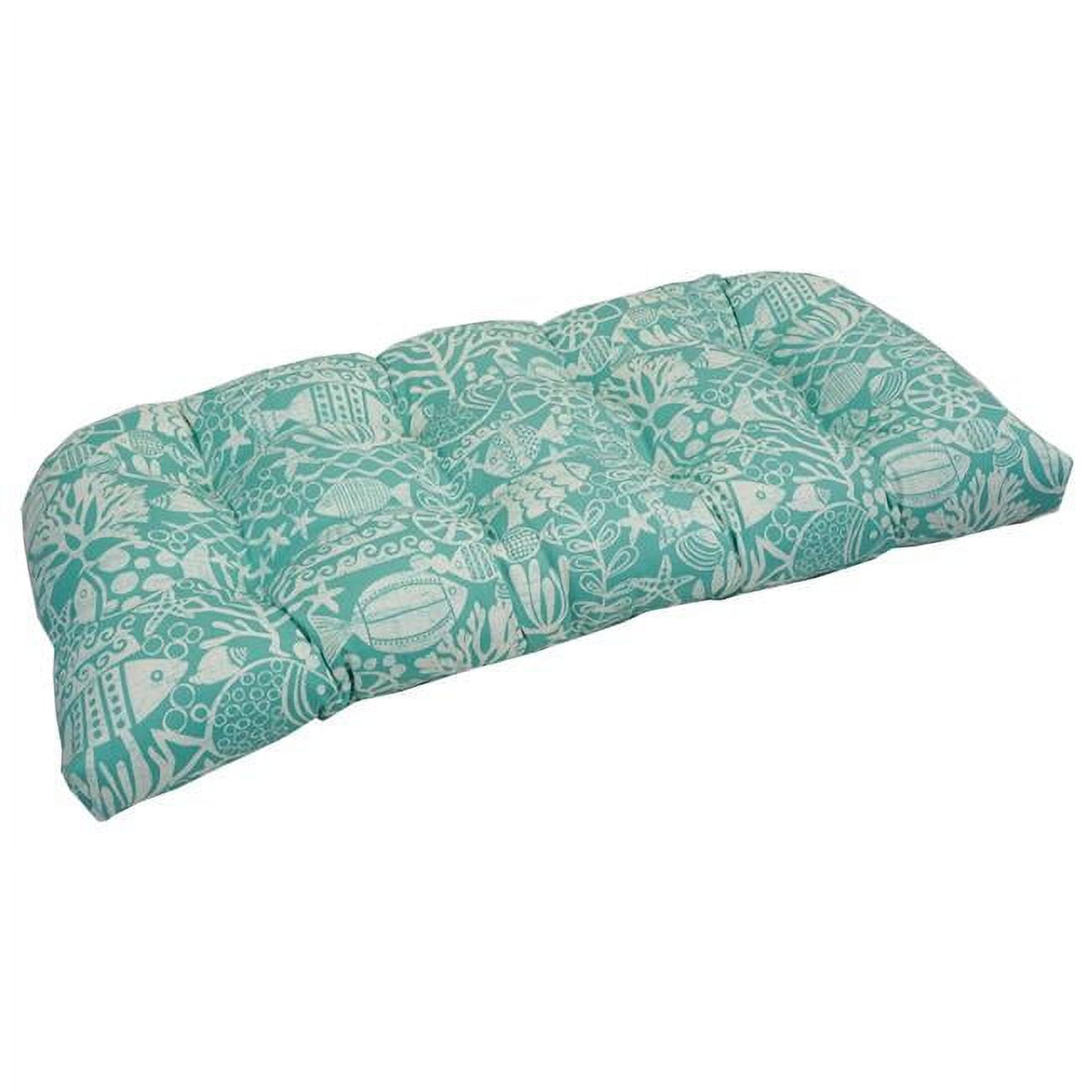 Picture of Blazing Needles 93180-LS-JO16-10 42 x 19 in. U-Shaped Patterned Spun Polyester Tufted Settee & Bench Cushion&#44; Maritime Sea
