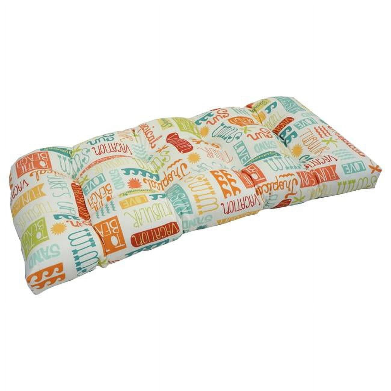 Picture of Blazing Needles 93180-LS-JO16-12 42 x 19 in. U-Shaped Patterned Spun Polyester Tufted Settee & Bench Cushion&#44; Summer Fun Citrus
