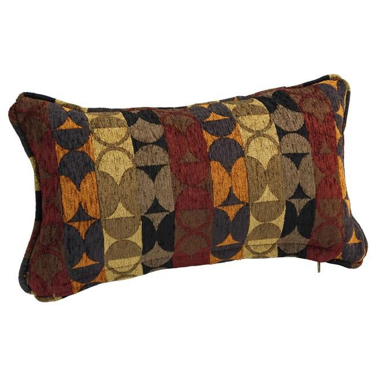 9811-CD-S1-JCH-CO-37 18 in. Double-Corded Patterned Jacquard Chenille Rectangular Throw Pillow with Insert, Broken Circles