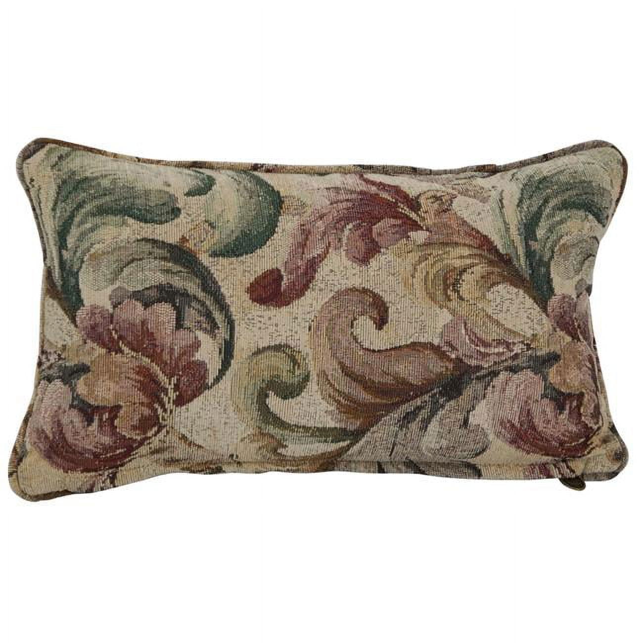 9811-CD-S1-JCH-CO-42 18 in. Double-Corded Patterned Jacquard Chenille Rectangular Throw Pillow with Insert, Watercolor Floral