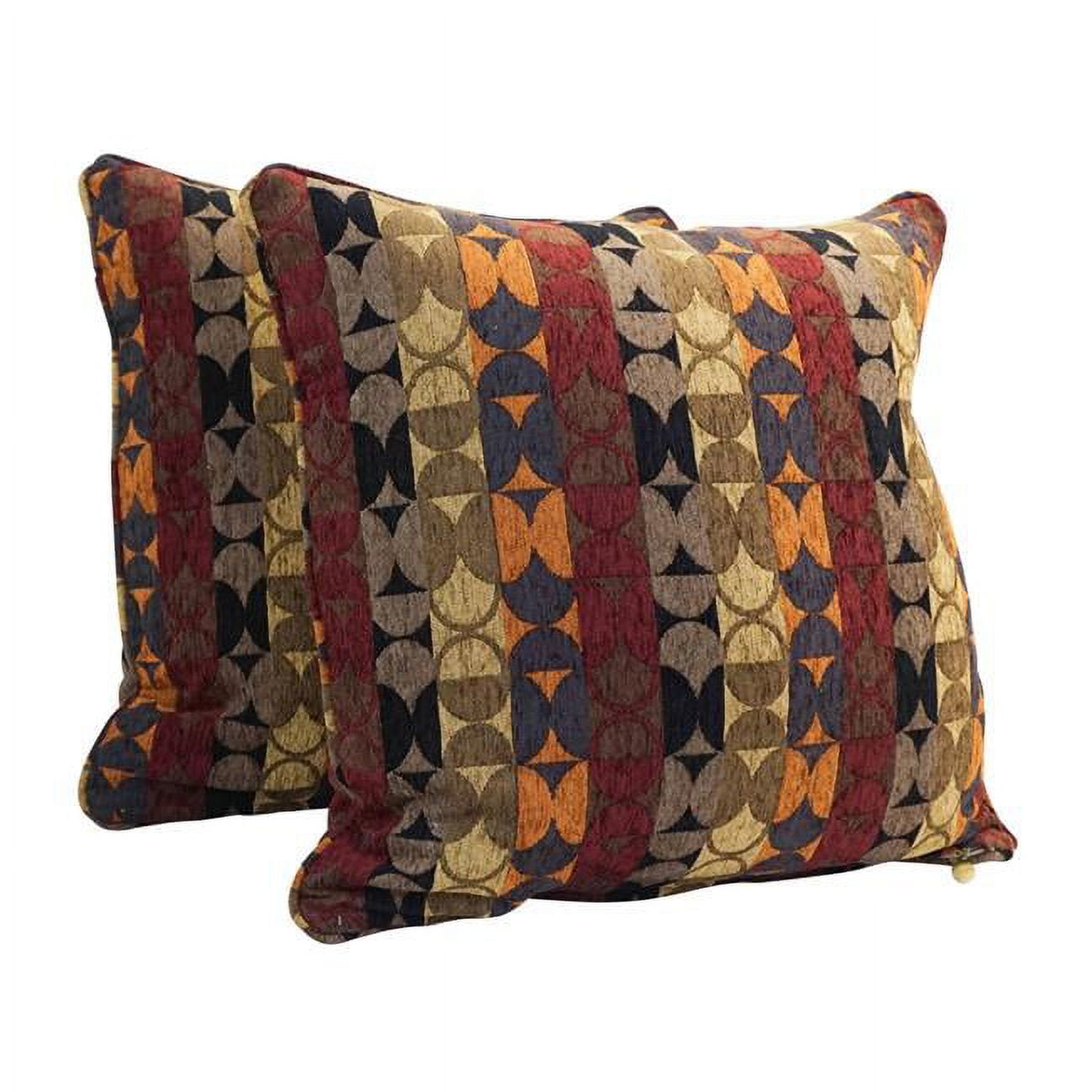 Picture of Blazing Needles 9813-CD-S2-JCH-CO-37 25 in. Double-Corded Patterned Jacquard Chenille Square Floor Pillows with Inserts&#44; Broken Circles - Set of 2