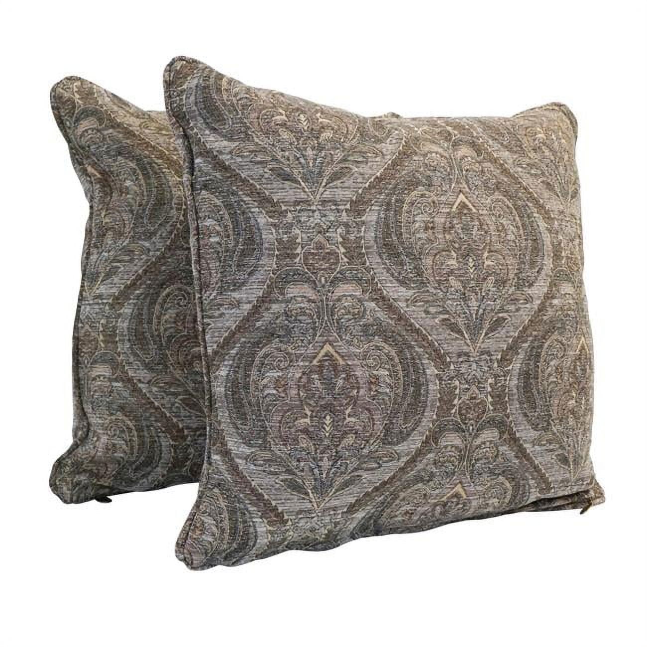 Picture of Blazing Needles 9813-CD-S2-JCH-CO-40 25 in. Double-Corded Patterned Jacquard Chenille Square Floor Pillows with Inserts&#44; Grey Damask - Set of 2
