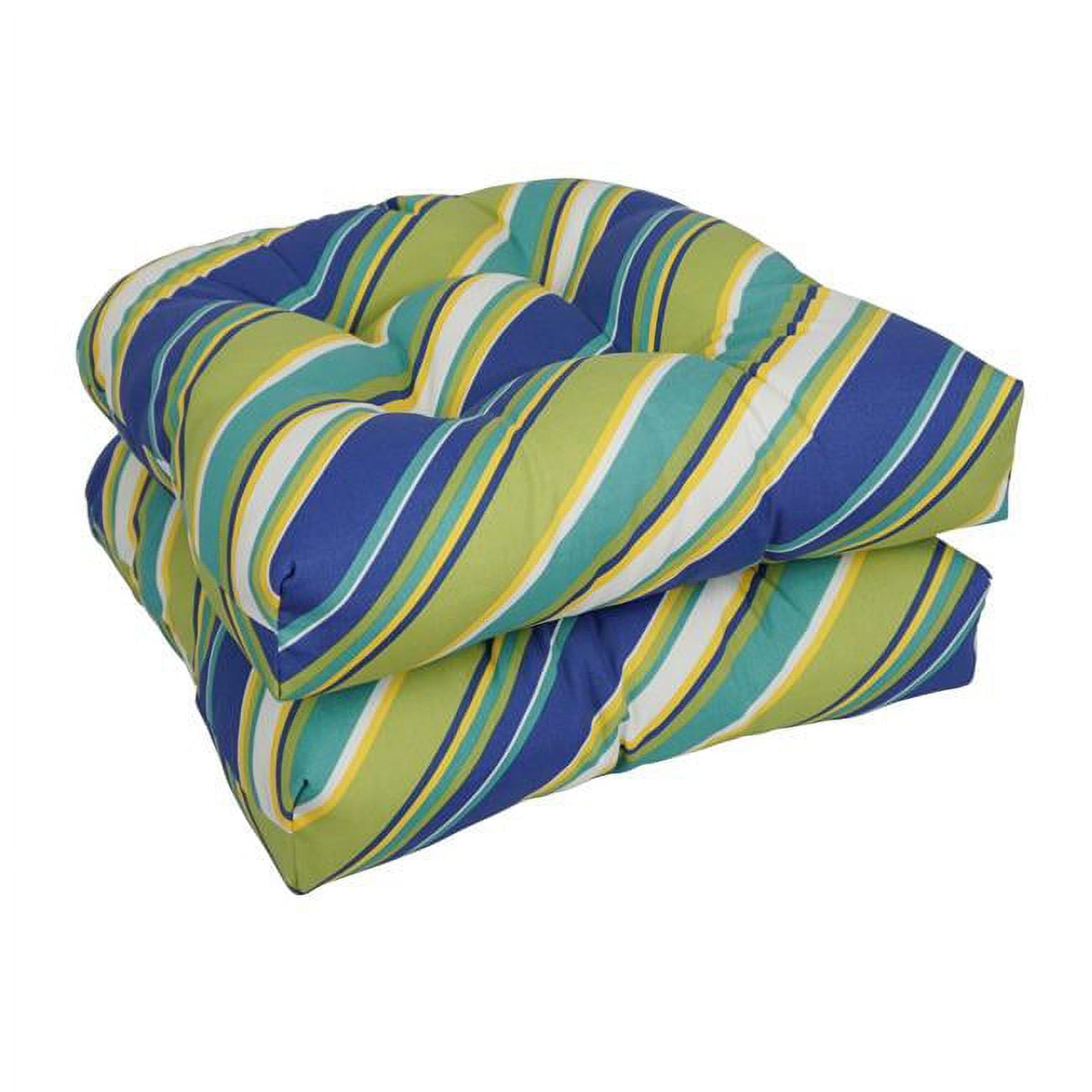 Picture of Blazing Needles 93184-2CH-OD-104 19 in. U-Shaped Outddor Dining Chair Cushions, Browning Sunblue - Set of 2