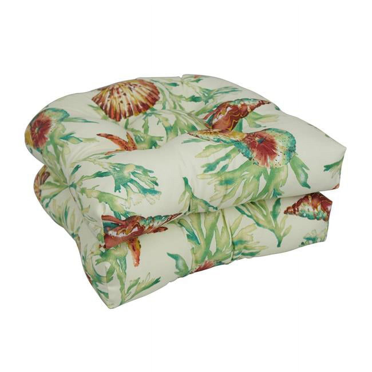 Picture of Blazing Needles 93184-2CH-OD-107 19 in. U-Shaped Outddor Dining Chair Cushions, Daytrip Reef - Set of 2