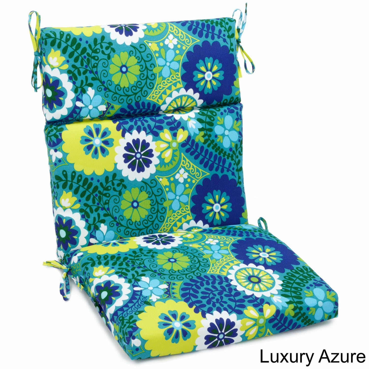 Picture of Blazing Needles 922X45FP-S1-REO-34 22 x 45 in. Spun Polyester Patterned Outdoor Squared Seat & Back Chair Cushion&#44; Luxury Azure