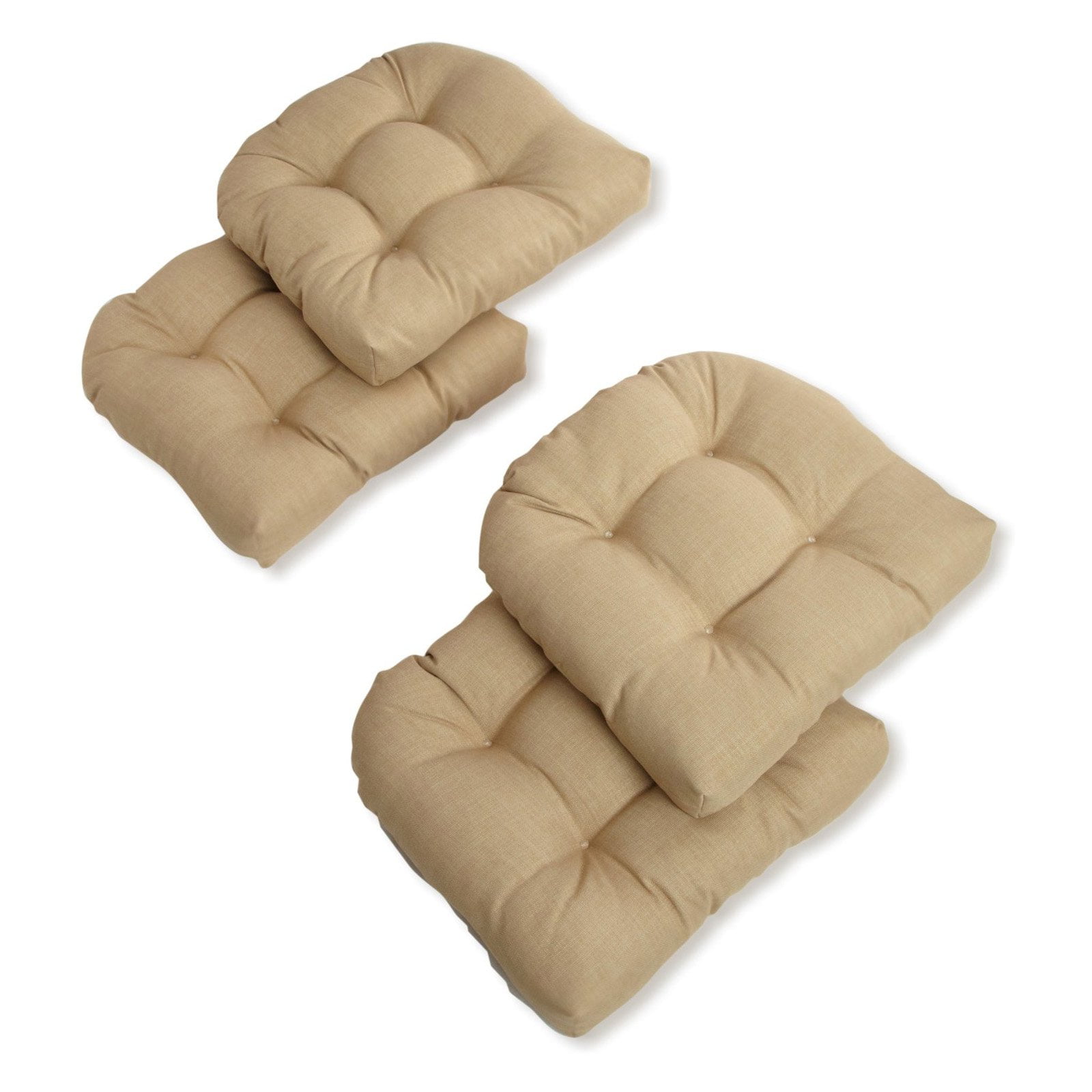 Picture of Blazing Needles 93184-4CH-REO-SOL-07 19 in. U-Shaped Solid Spun Polyester Tufted Dining Chair Cushions, Sandstone - Set of 4