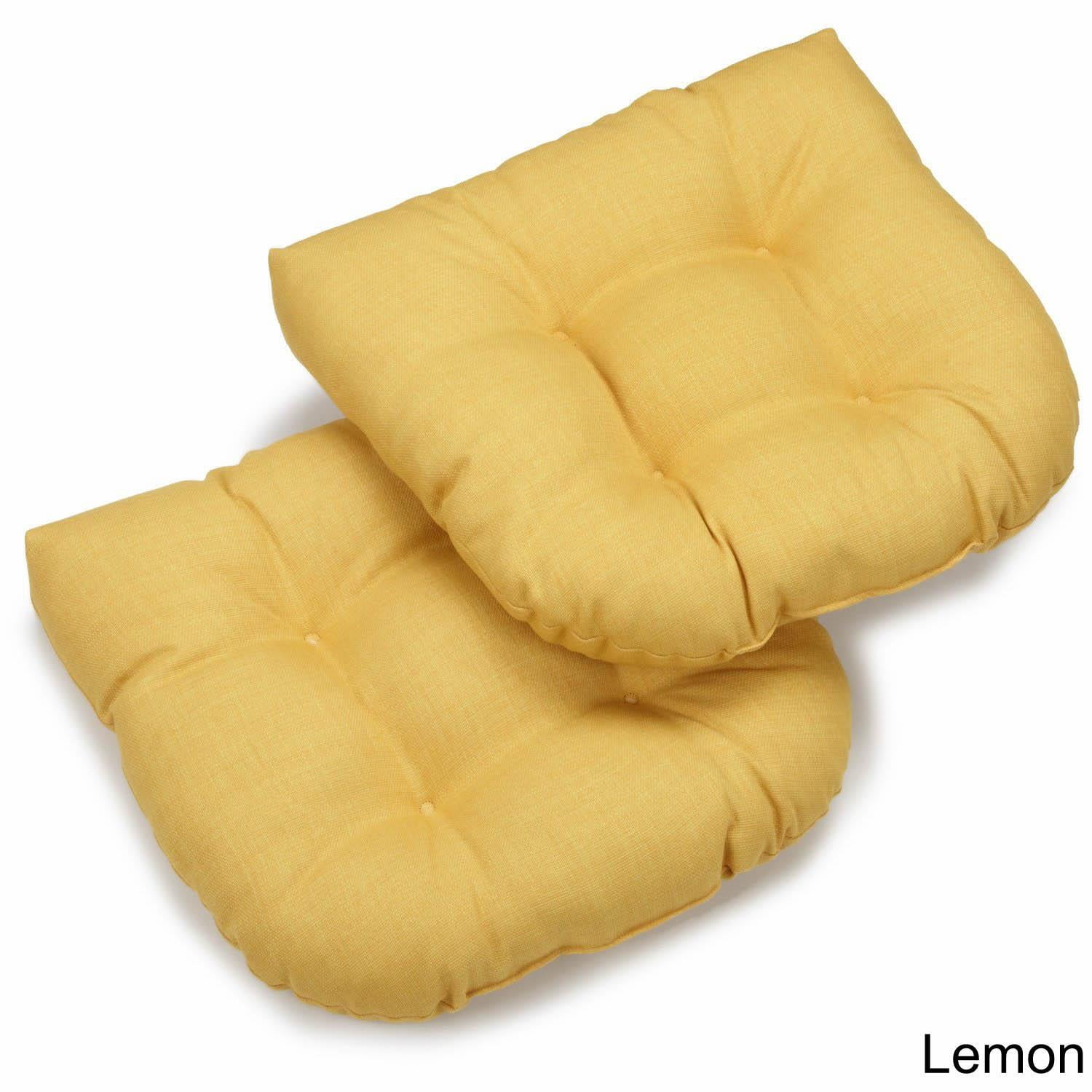 Picture of Blazing Needles 93184-2CH-REO-SOL-03 19 in. U-Shaped Solid Spun Polyester Tufted Dining Chair Cushions, Lemon - Set of 2