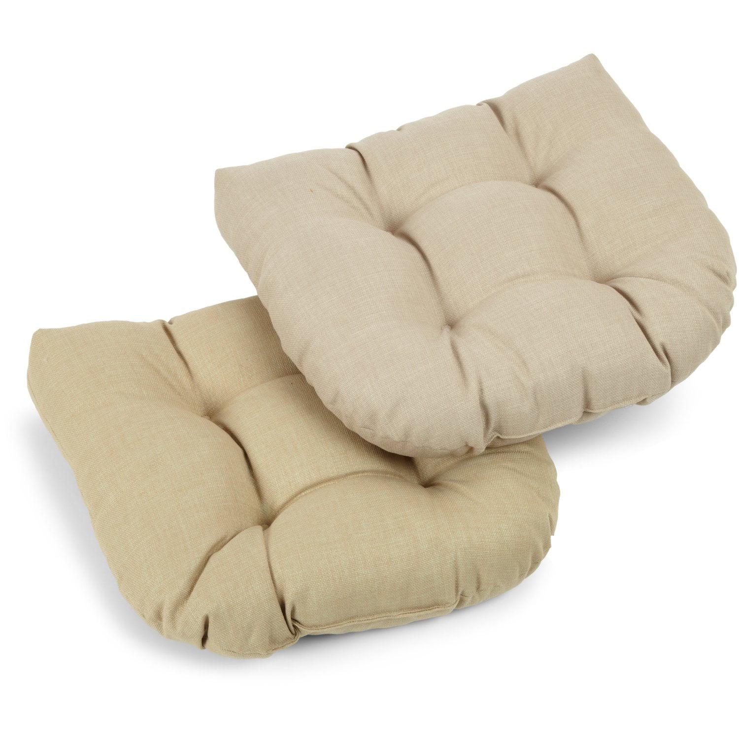 Picture of Blazing Needles 93184-2CH-REO-SOL-07 19 in. U-Shaped Solid Spun Polyester Tufted Dining Chair Cushions, Sandstone - Set of 2