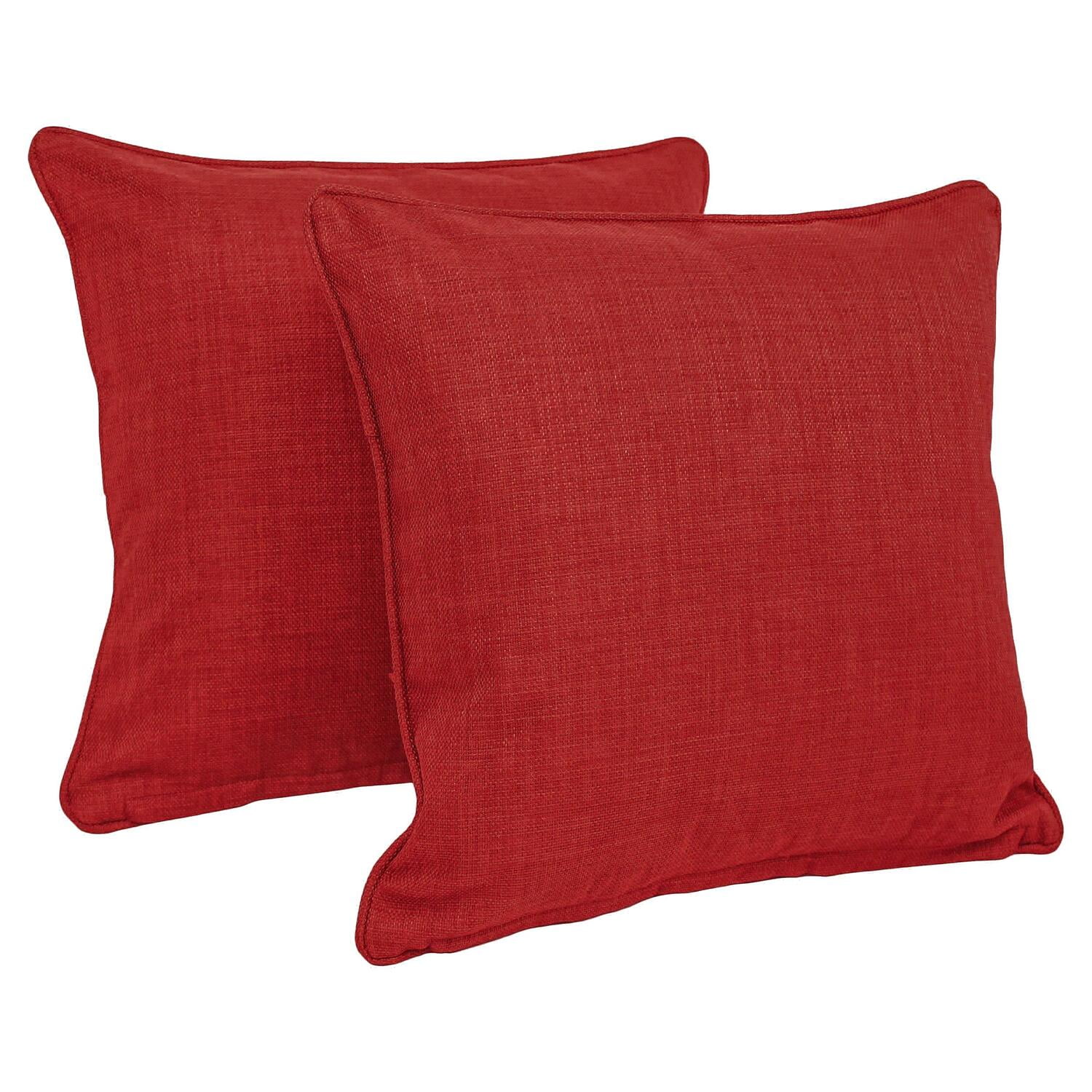 9810-CD-S2-REO-SOL-04 18 in. Double-Corded Solid Outdoor Spun Polyester Square Throw Pillows with Inserts, Paprika - Set of 2