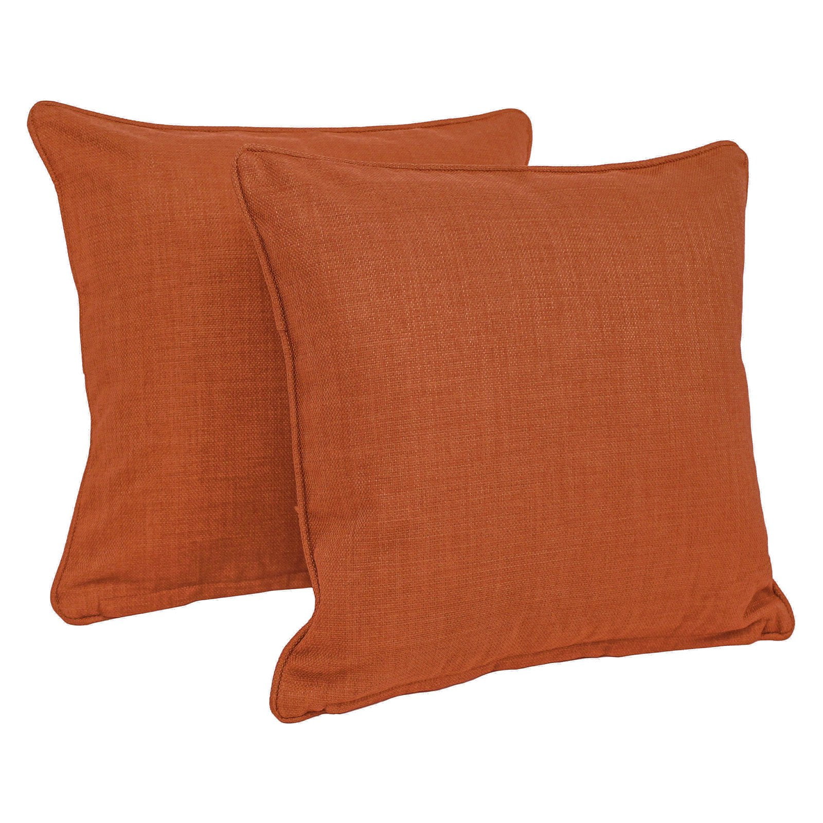 18 in. Double-Corded Solid Outdoor Spun Polyester Square Throw Pillows with Inserts, Cinnamon - Set of 2