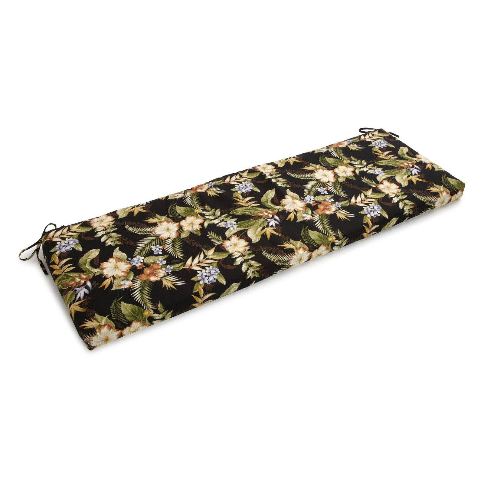 57 x 19 in. Patterned Outdoor Spun Polyester Bench Cushion, Freeport Ebony