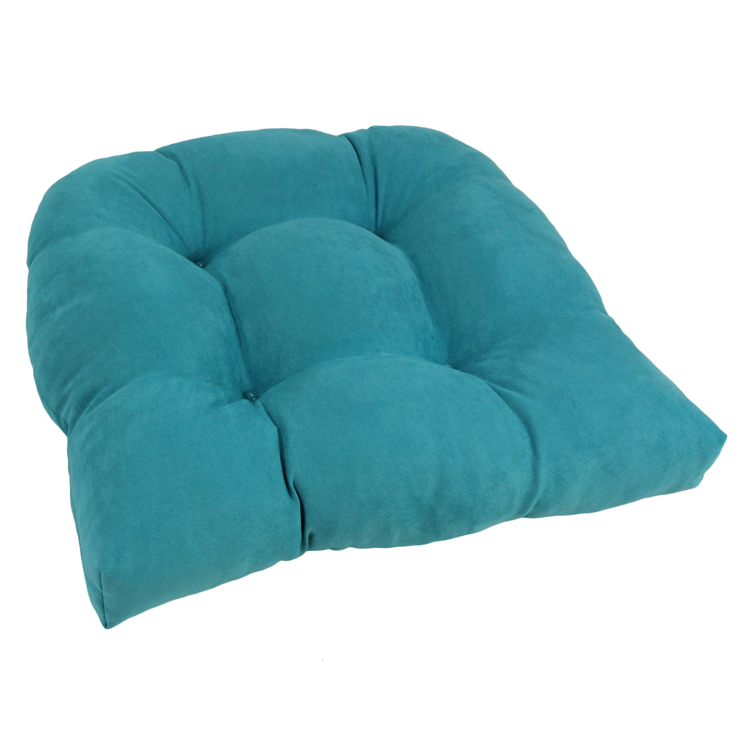 Picture of Blazing Needles 93184-1CH-MS-AB 19 in. U-Shaped Microsuede Tufted Dining Chair Cushion, Aqua Blue