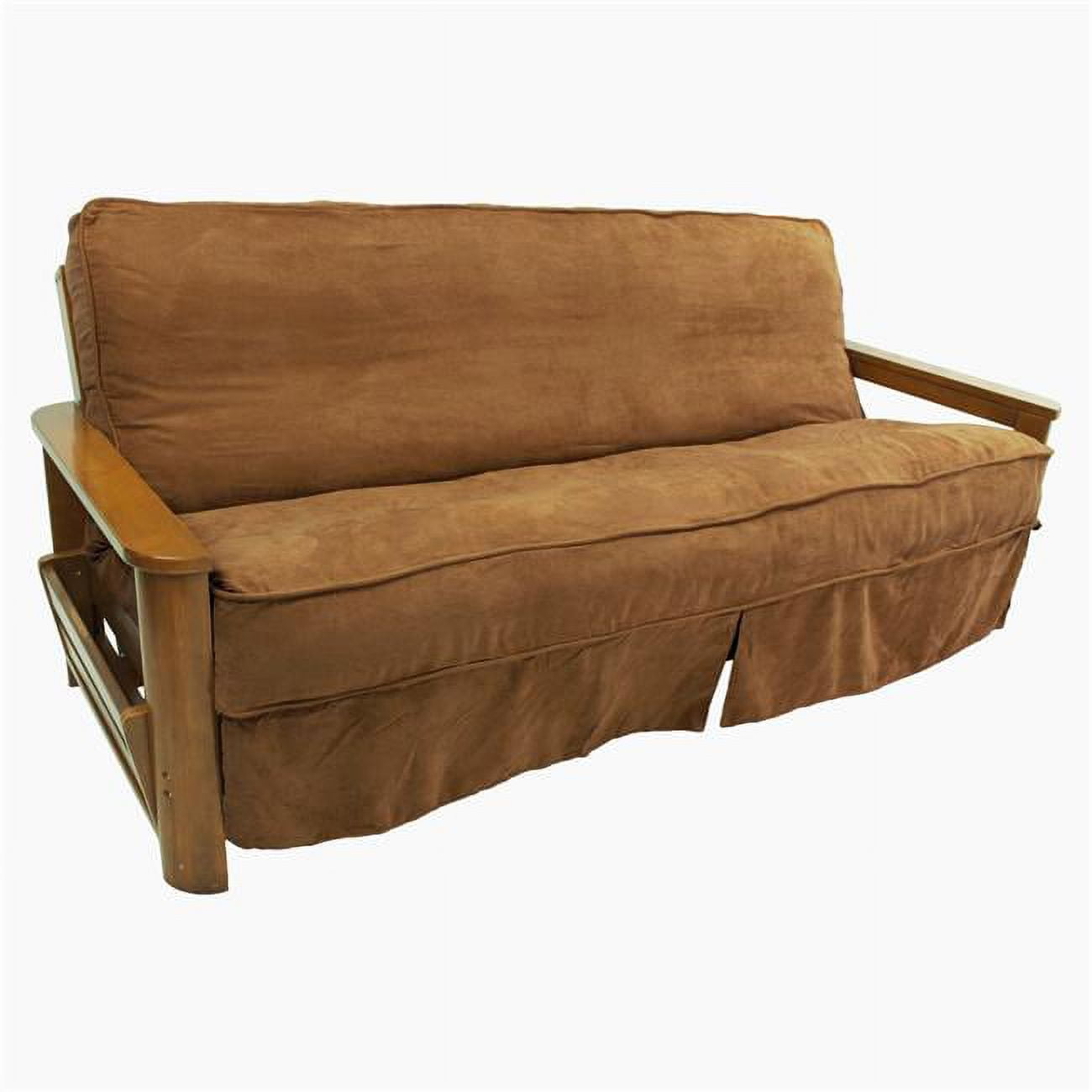 Picture of Blazing Needles 9670-CD-MS-SB 8 to 9 in. Solid Microsuede Double Corded Full Futon Slipcover&#44; Saddle Brown