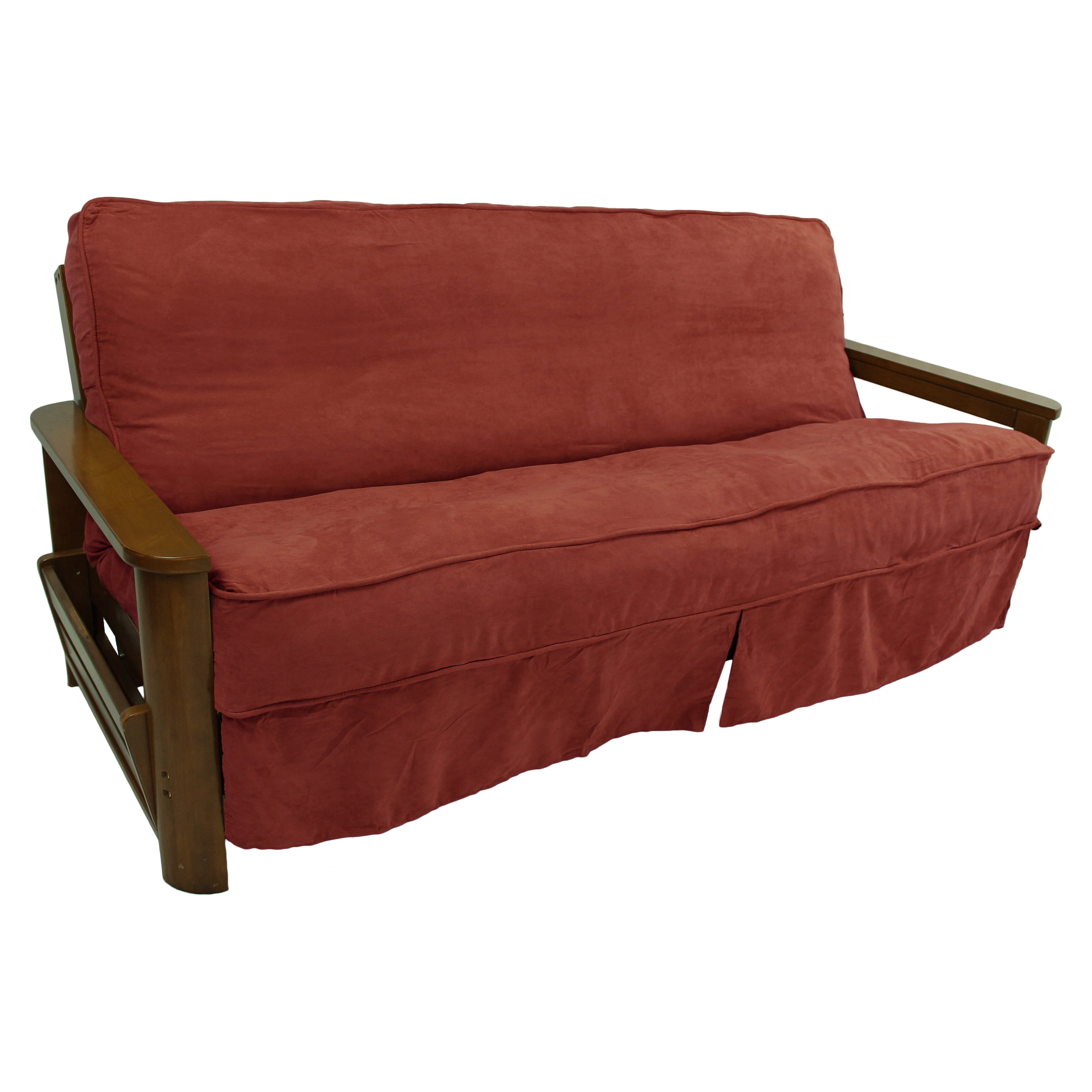 Picture of Blazing Needles 9670-CD-MS-RW 8 to 9 in. Solid Microsuede Double Corded Full Futon Slipcover&#44; Red Wine