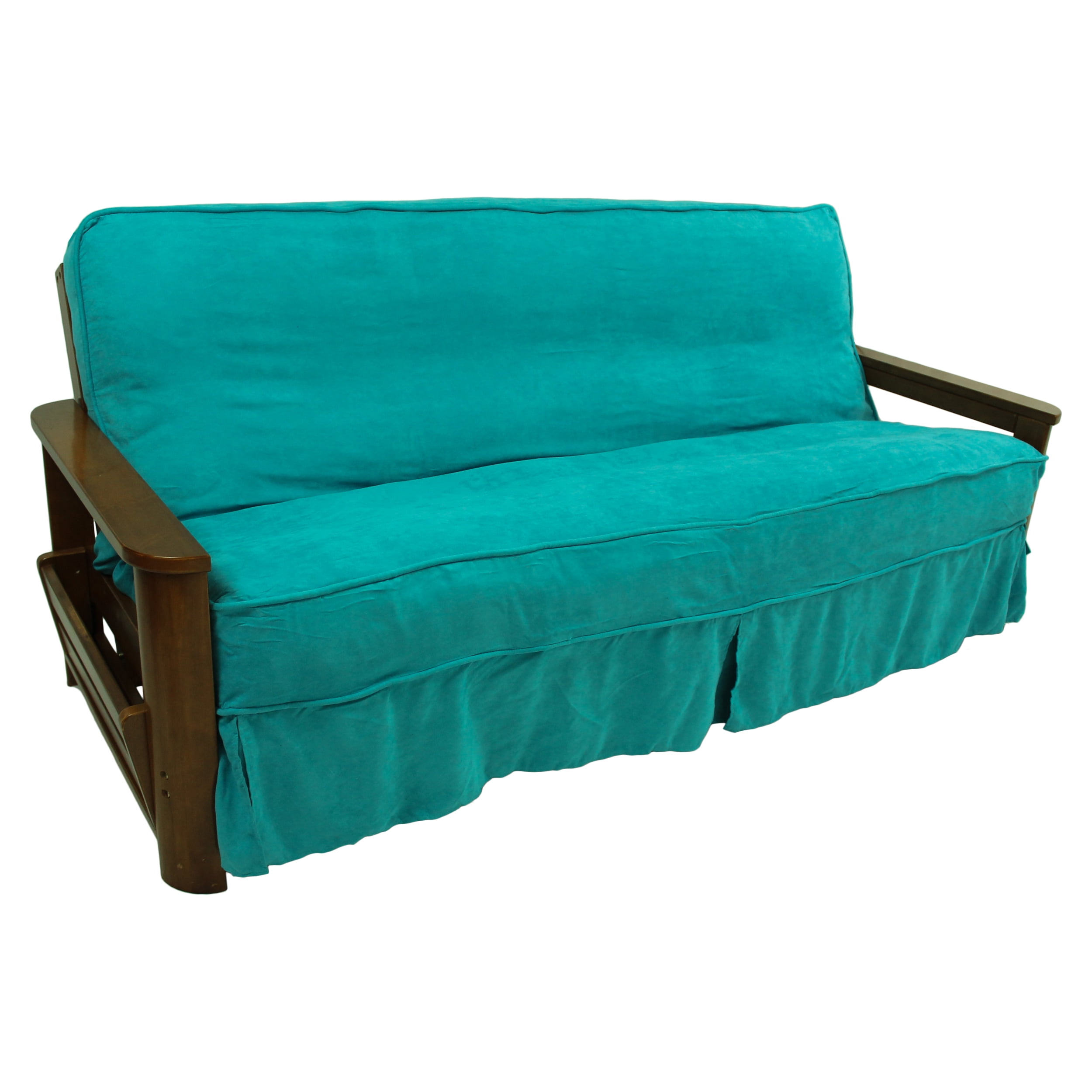 Picture of Blazing Needles 9670-CD-MS-AB 8 to 9 in. Solid Microsuede Double Corded Full Futon Slipcover&#44; Aqua Blue