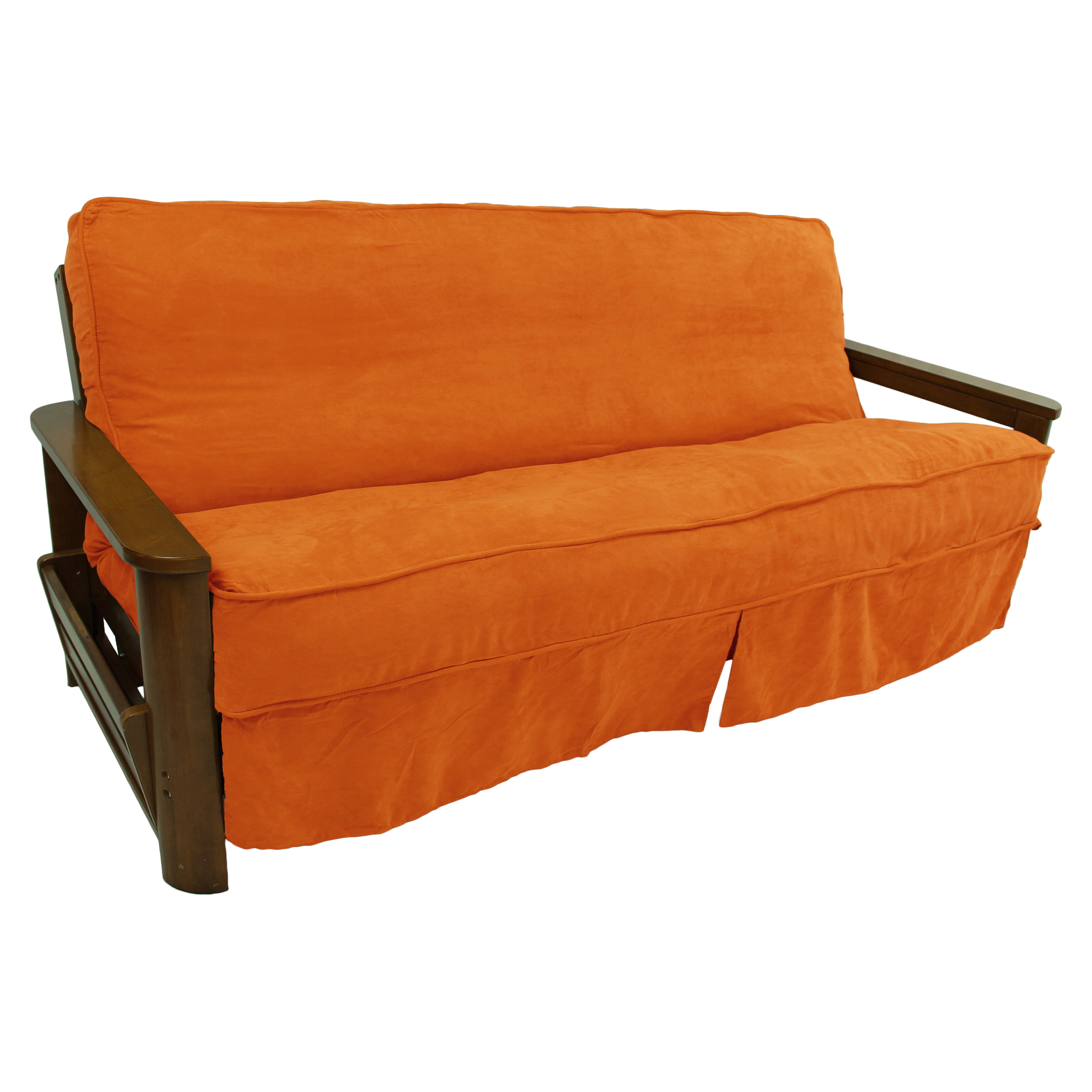 Picture of Blazing Needles 9670-CD-MS-TD 8 to 9 in. Solid Microsuede Double Corded Full Futon Slipcover, Tangerine Dream