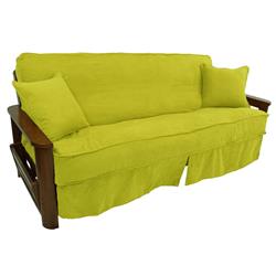 Picture of Blazing Needles 9671-CD-MS-ML 8 to 9 in. Solid Microsuede Double Corded Full Futon Slipcover Set with Two 18 in. Throw Pillows, Mojito Lime - Set of 3