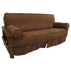 Picture of Blazing Needles 9674-CD-MS-CH 8 to 9 in. Solid Microsuede Double Corded Full Futon Slipcover Set with Two 20 x 8 in. Bolster Pillows&#44; Chocolate - Set of 3