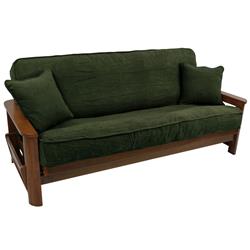 Picture of Blazing Needles 9682-CD-MS-HG 8 to 9 in. Solid Microsuede Double Corded Full Futon Cover Set with Two 18 in. Throw Pillows&#44; Hunter Green - Set of 3