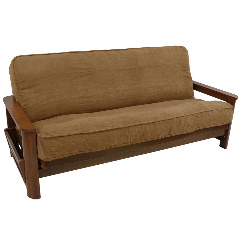 9687-CD-MS-SB 8 to 9 in. Solid Microsuede Double Corded Full Futon Cover, Saddle Brown
