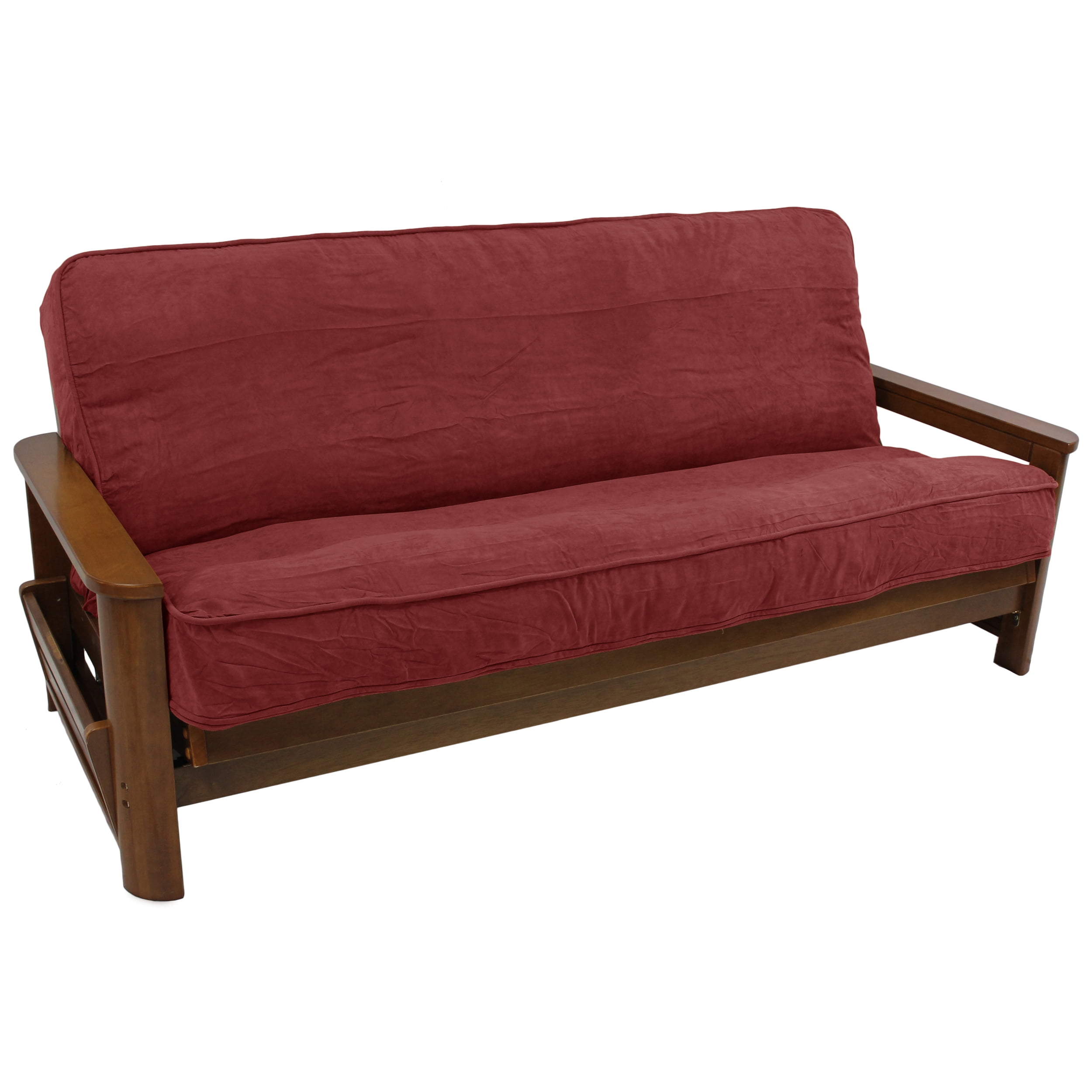 Picture of Blazing Needles 9687-CD-MS-RW 8 to 9 in. Solid Microsuede Double Corded Full Futon Cover&#44; Red Wine