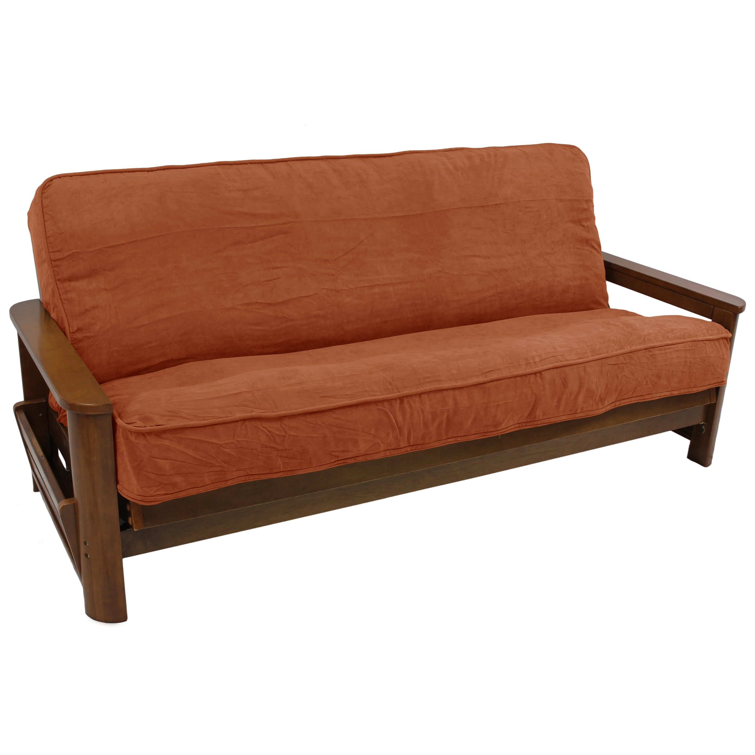9687-CD-MS-SP 8 to 9 in. Solid Microsuede Double Corded Full Futon Cover, Spice