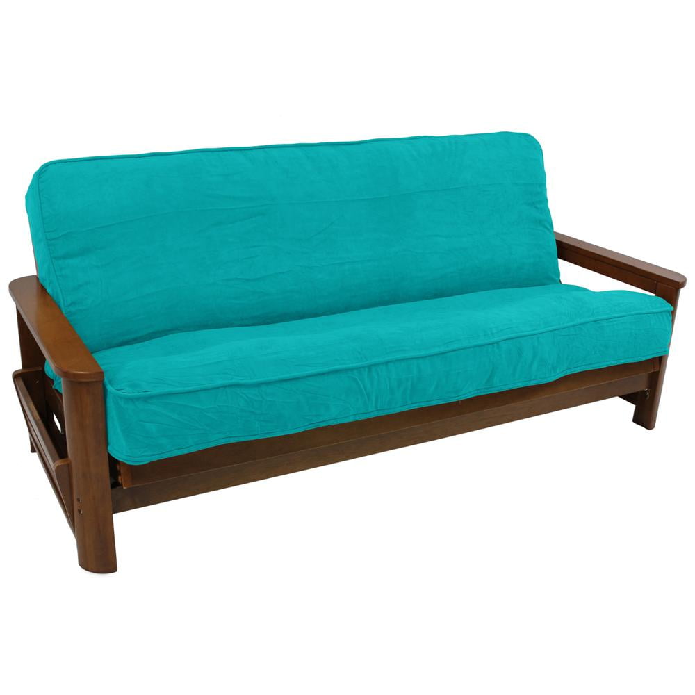 Picture of Blazing Needles 9687-CD-MS-AB 8 to 9 in. Solid Microsuede Double Corded Full Futon Cover&#44; Aqua Blue