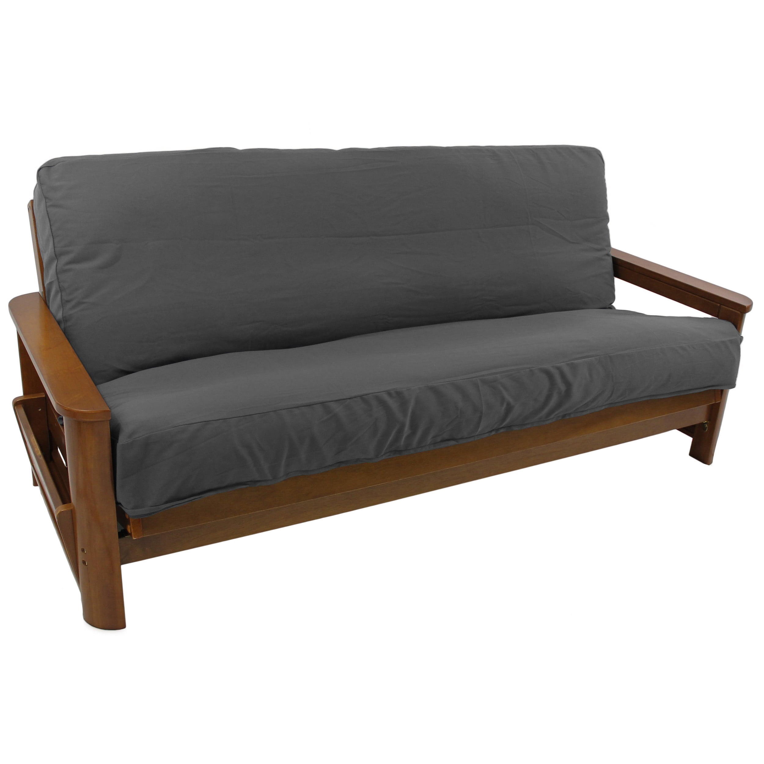 8 to 9 in. Solid Twill Full Futon Cover, Steel Grey