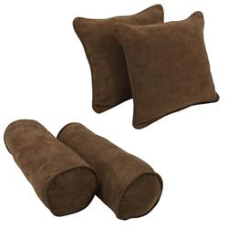 9818-CD-S4-MS-CH Double-Corded Solid Microsuede Throw Pillows with Inserts, Chocolate - Set of 4