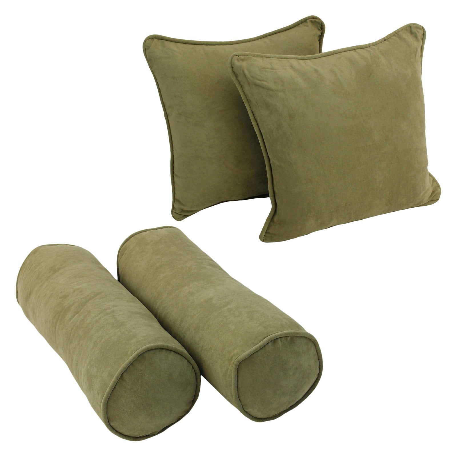9818-CD-S4-MS-SG Double-Corded Solid Microsuede Throw Pillows with Inserts, Sage Green - Set of 4