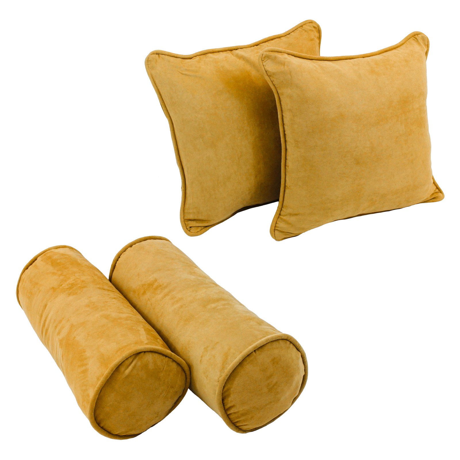 9818-CD-S4-MS-LM Double-Corded Solid Microsuede Throw Pillows with Inserts, Lemon - Set of 4
