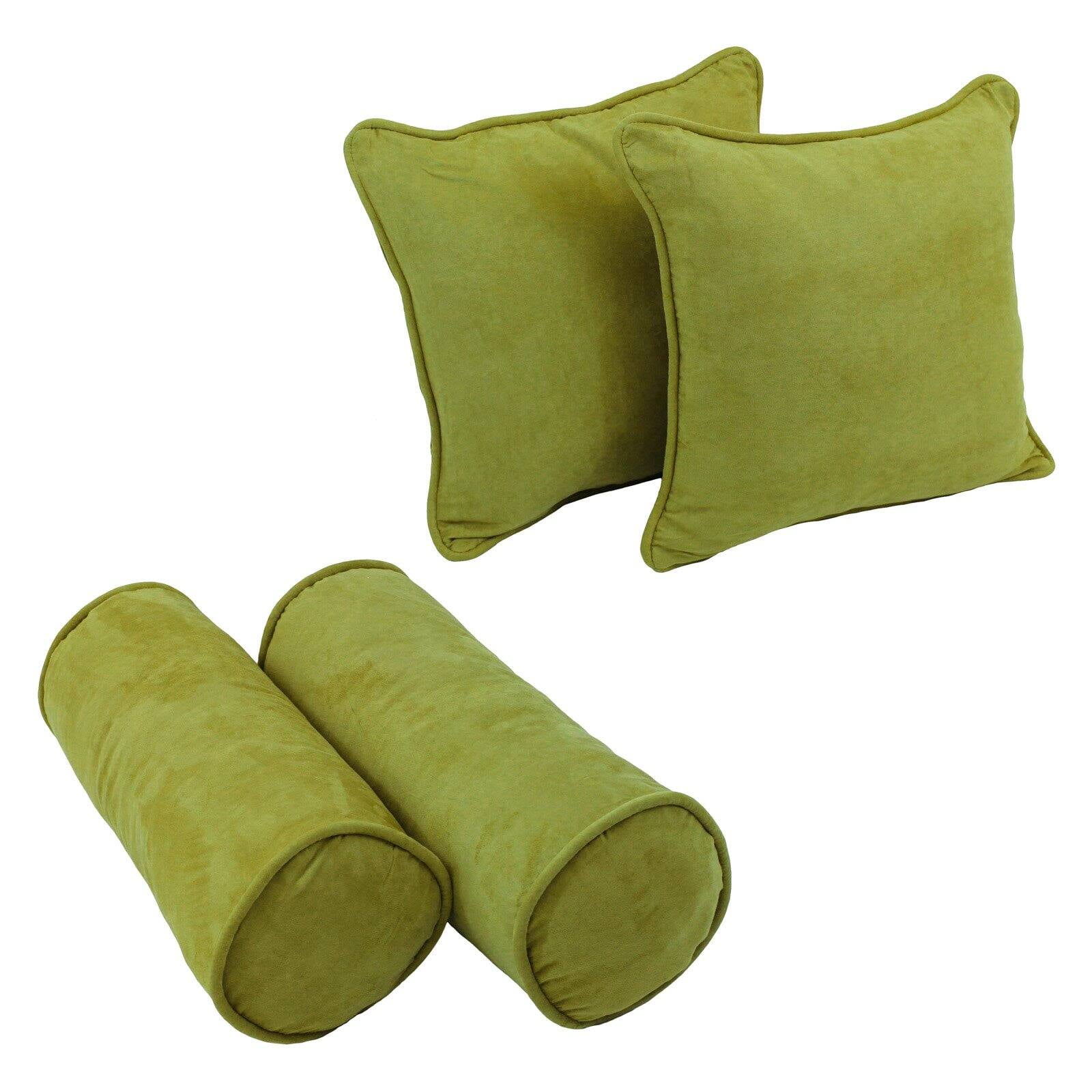 9818-CD-S4-MS-ML Double-Corded Solid Microsuede Throw Pillows with Inserts, Mojito Lime - Set of 4