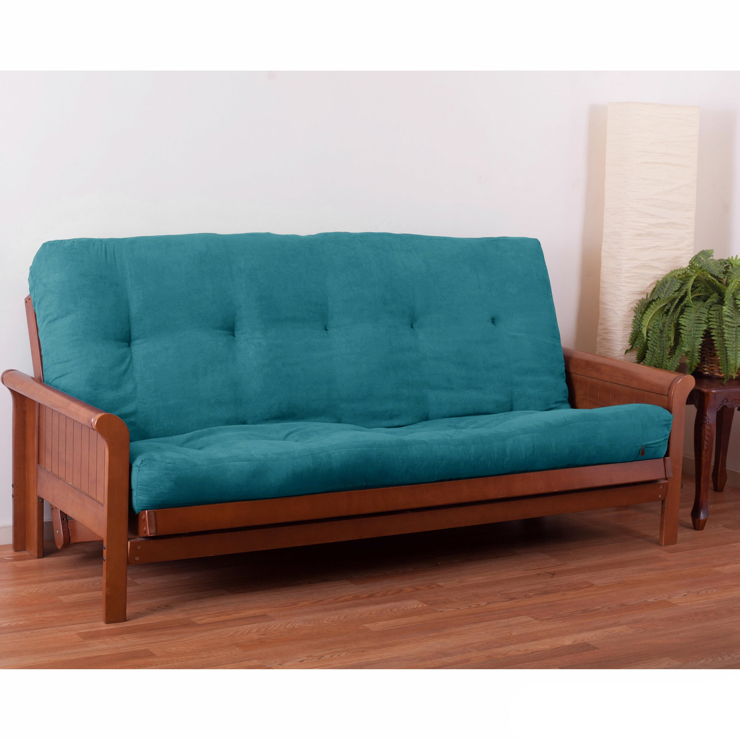9606-B-MS-AB 7 in. Vitality Microsuede Full Size Futon Mattress, Aqua Blue