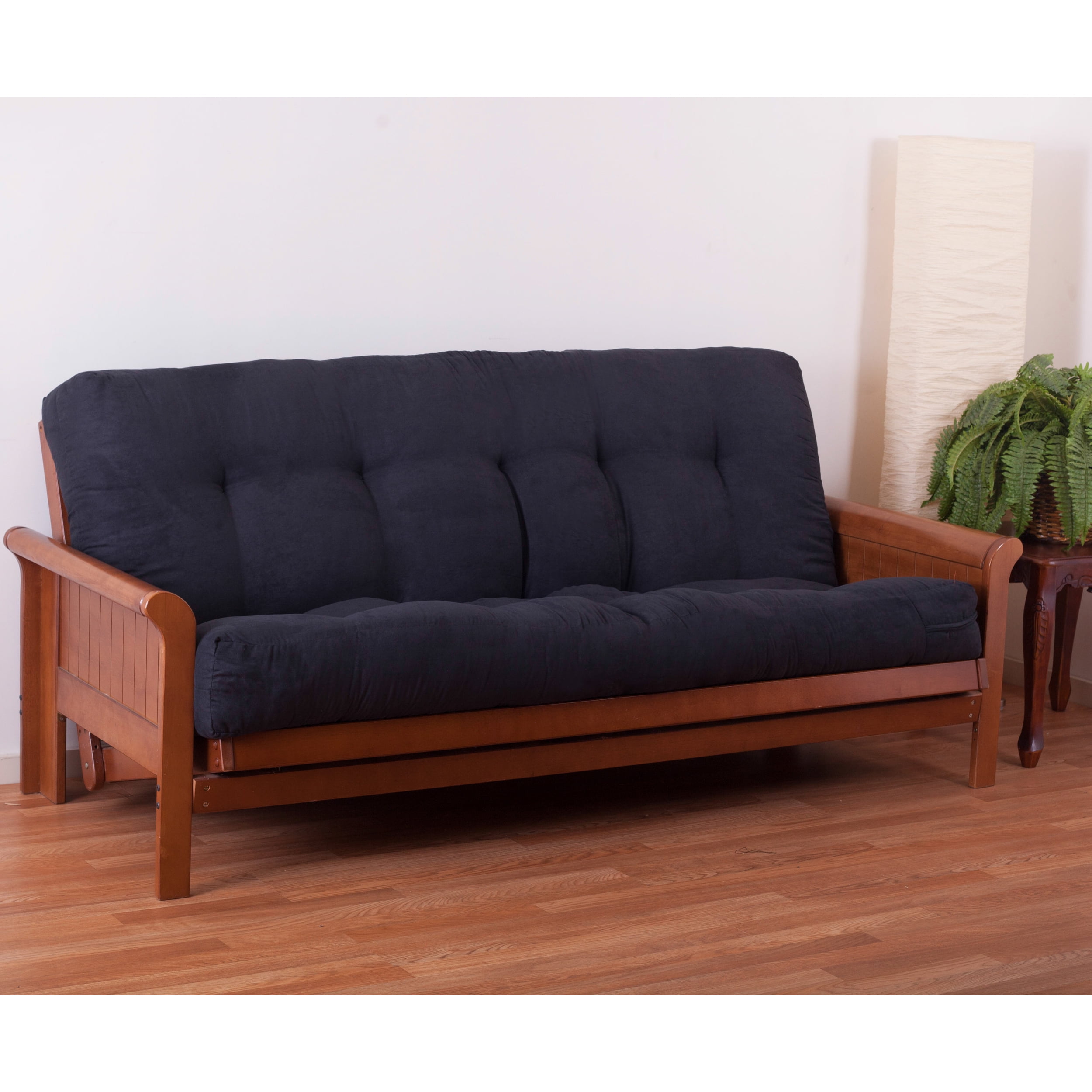 9606-B-MS-BK 7 in. Vitality Microsuede Full Size Futon Mattress, Black