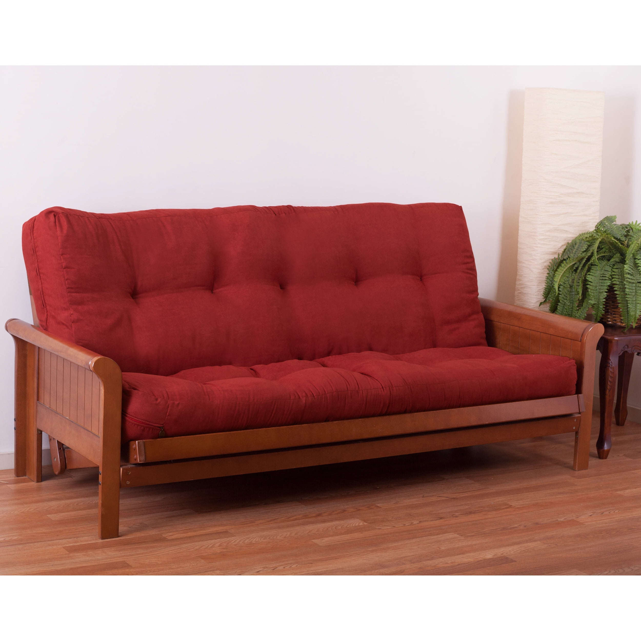 9606-B-MS-CR 7 in. Vitality Microsuede Full Size Futon Mattress, Cardinal Red