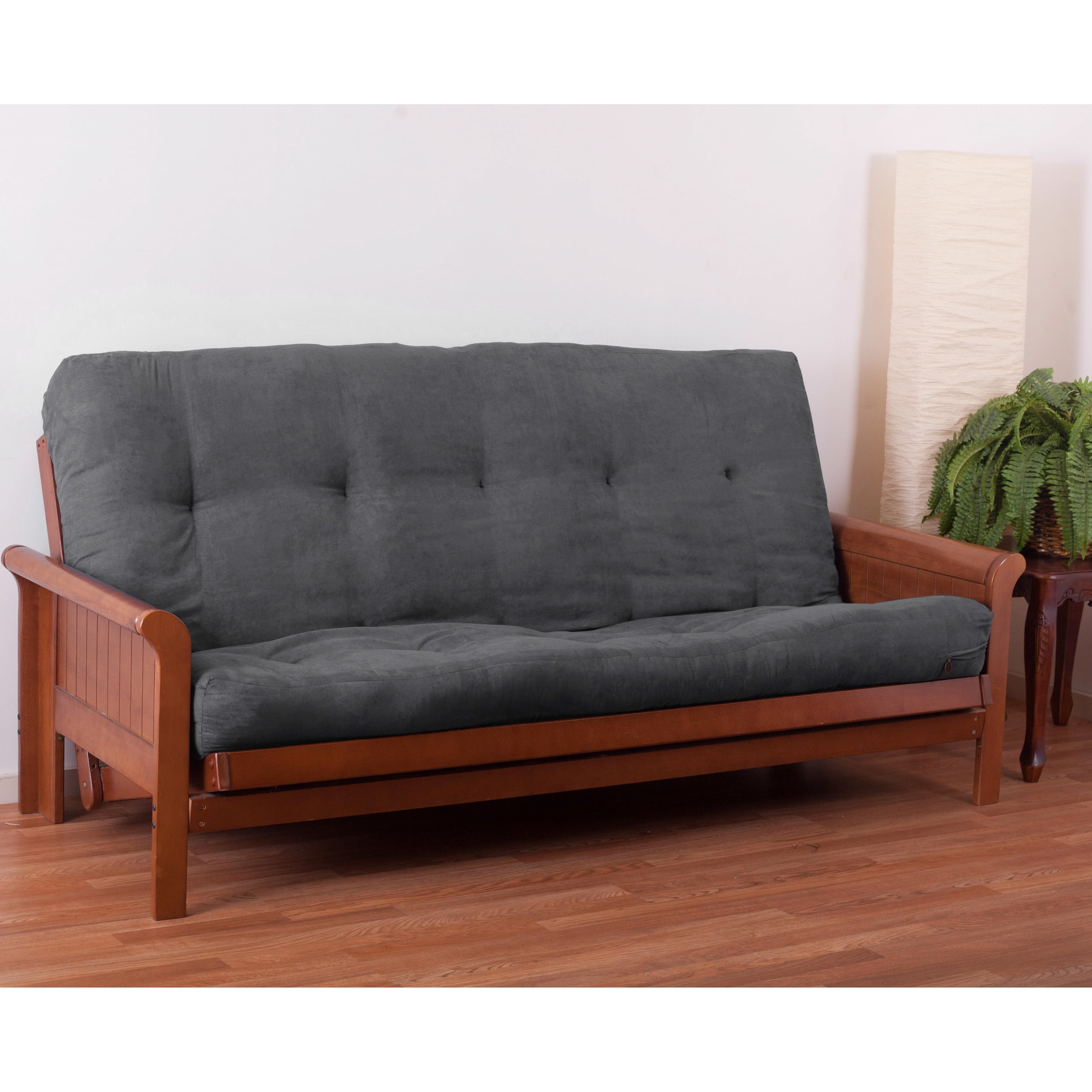 7 in. Vitality Microsuede Full Size Futon Mattress, Steel Grey
