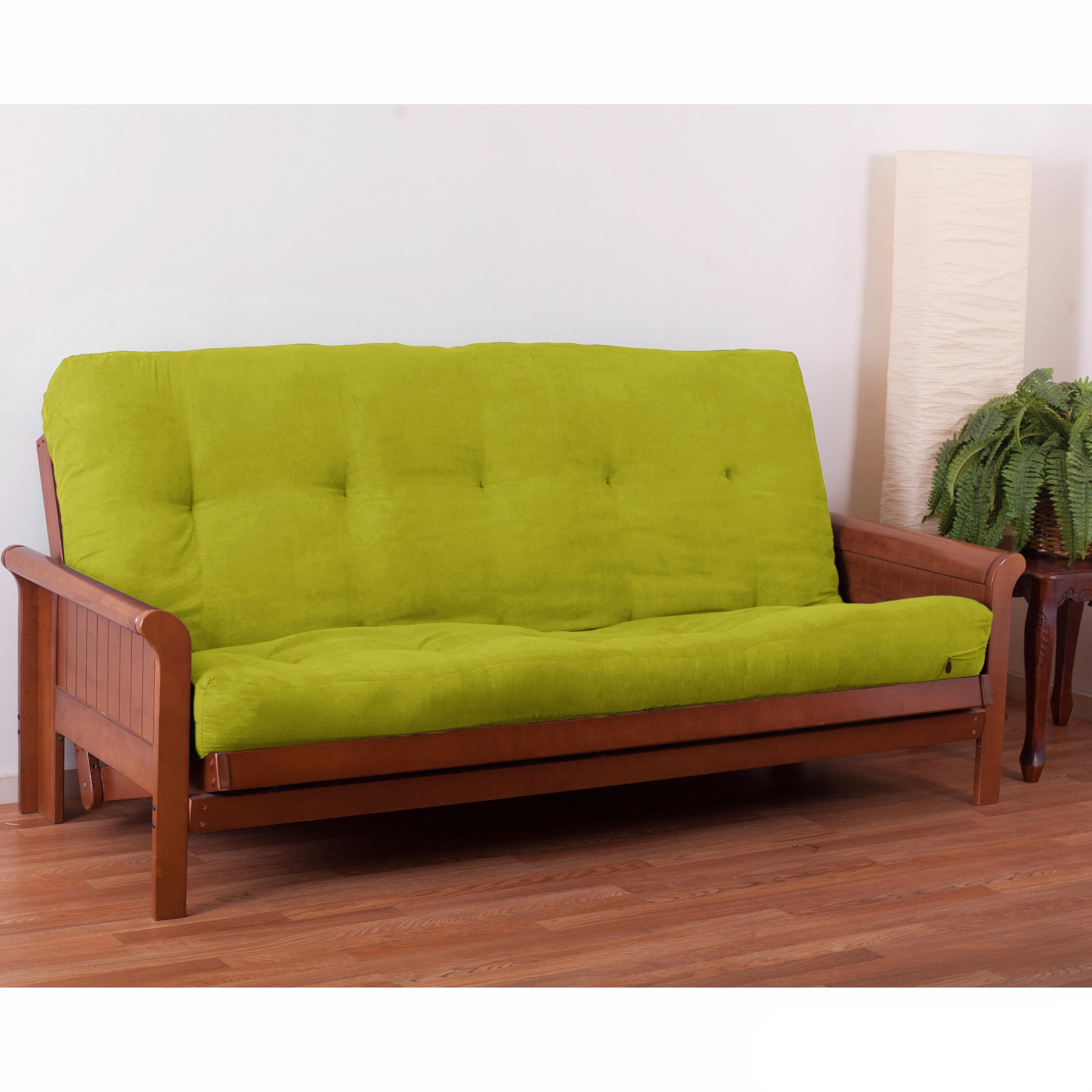 9606-B-MS-ML 7 in. Vitality Microsuede Full Size Futon Mattress, Mojito Lime