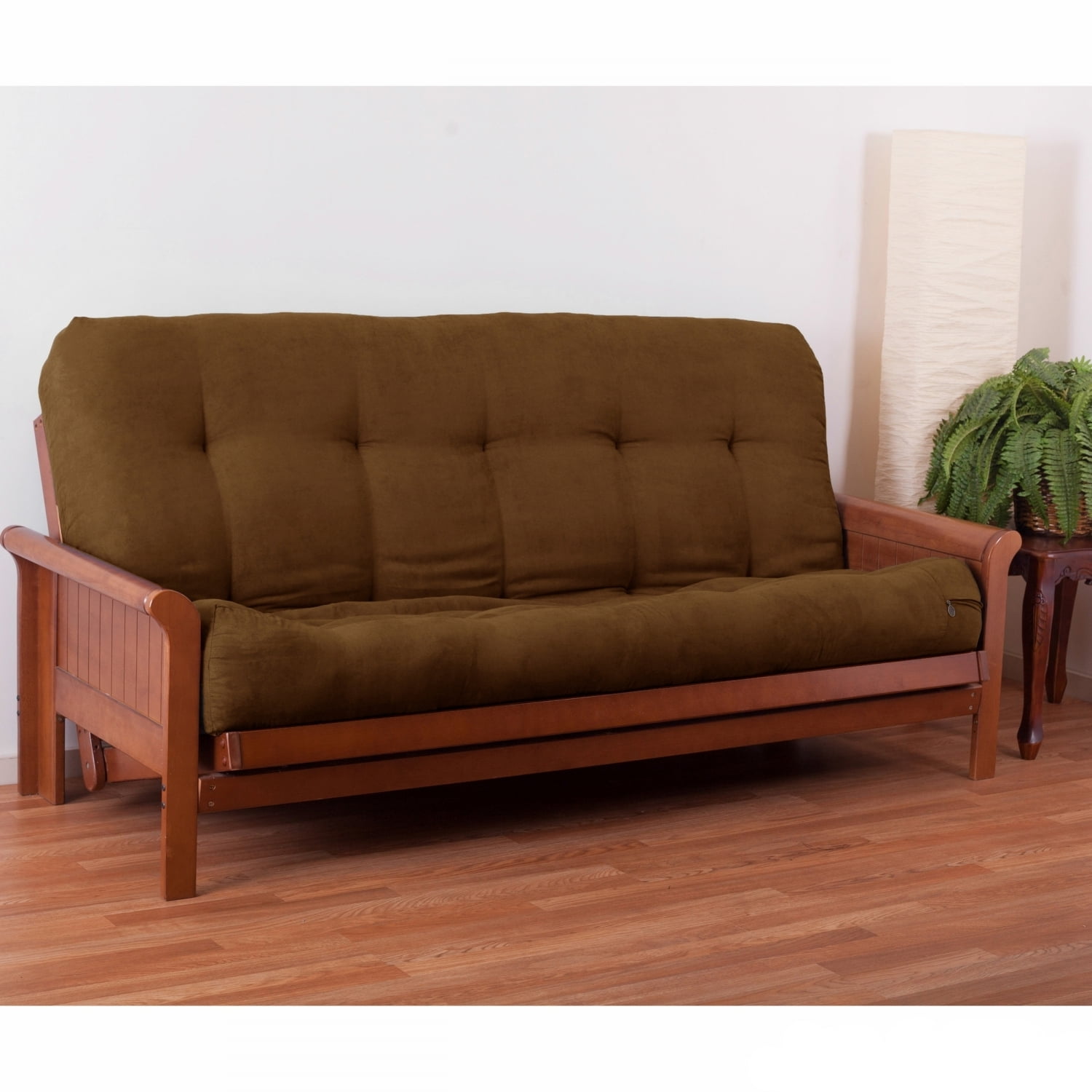 9 in. Renewal Microsuede Full Size Futon Mattress, Saddle Brown