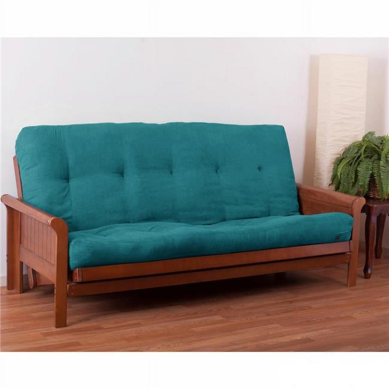 9611-B-MS-AB 7 in. Vitality Microsuede Queen Size Futon Mattress, Aqua Blue