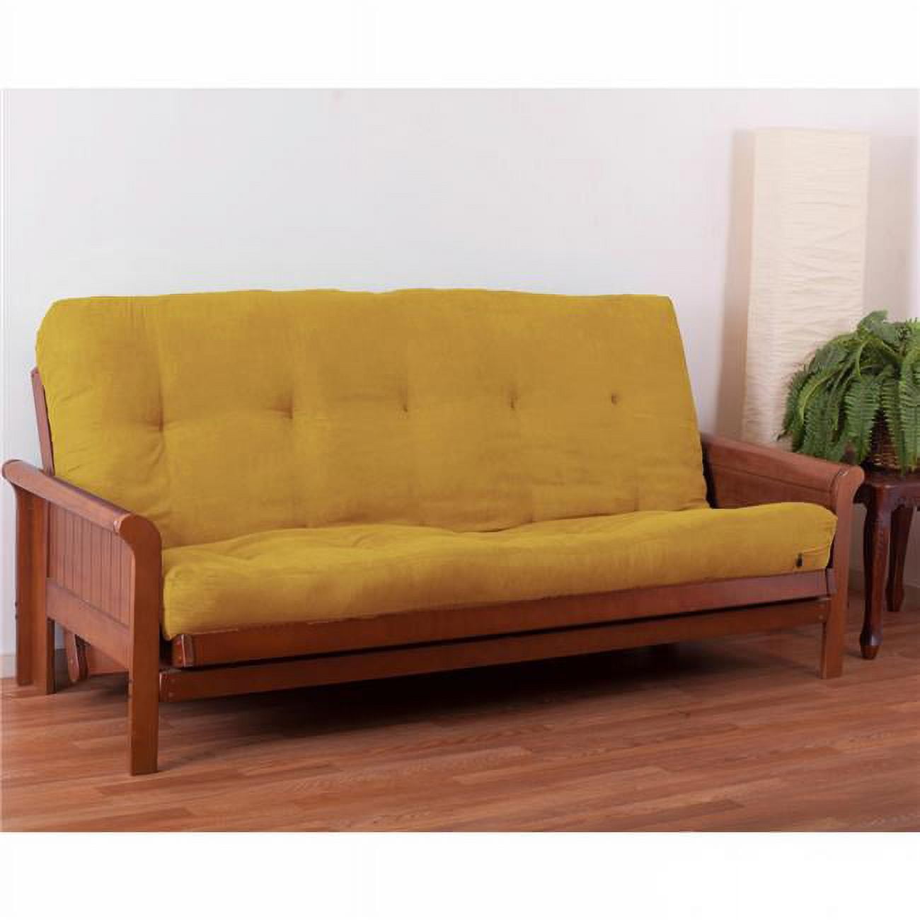 9611-B-MS-LM 7 in. Vitality Microsuede Queen Size Futon Mattress, Lemon
