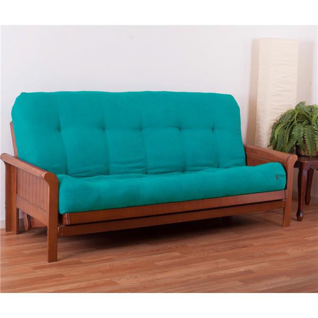 9612-B-MS-AB 9 in. Vitality Microsuede Queen Size Futon Mattress, Aqua Blue