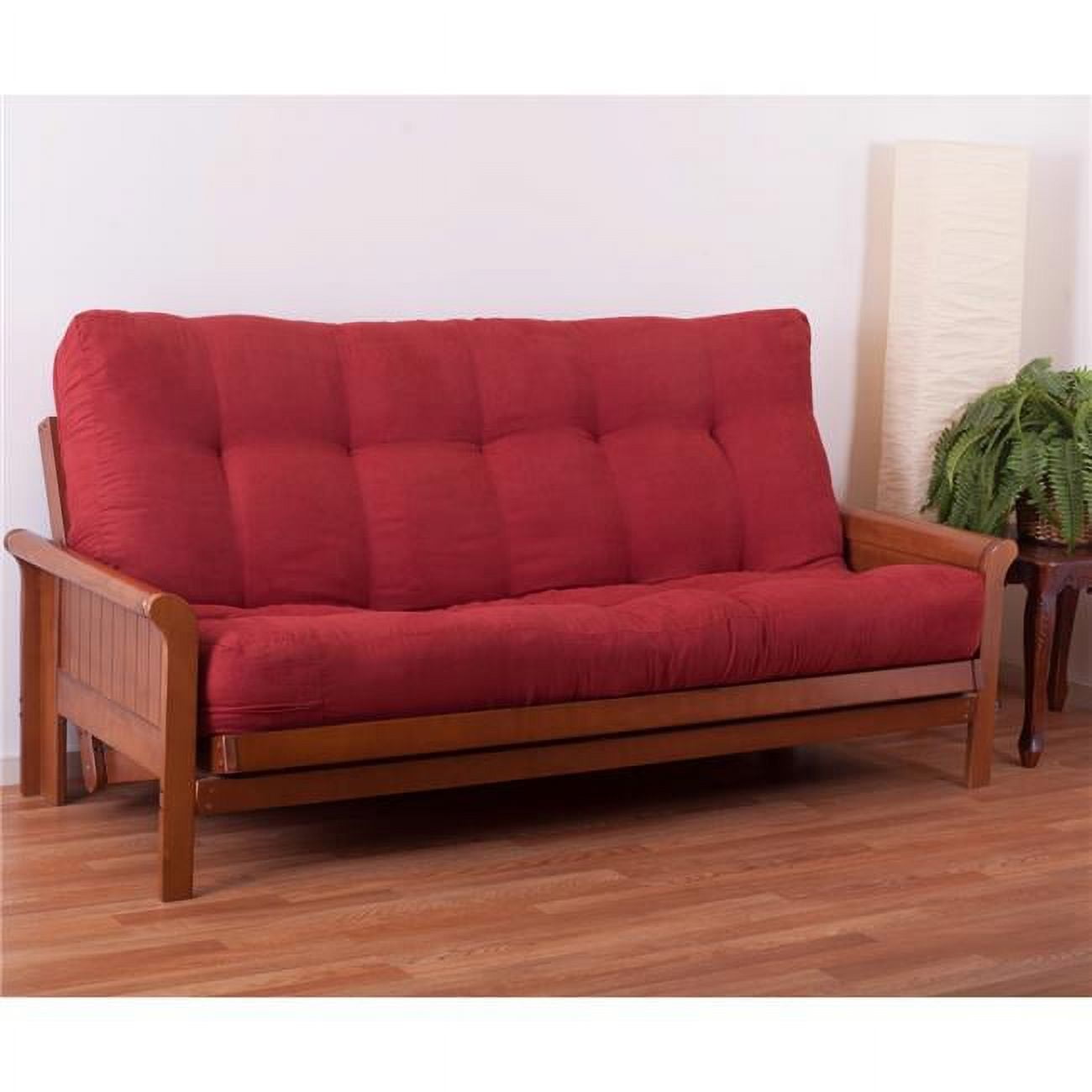 9612-B-MS-CR 9 in. Vitality Microsuede Queen Size Futon Mattress, Cardinal Red
