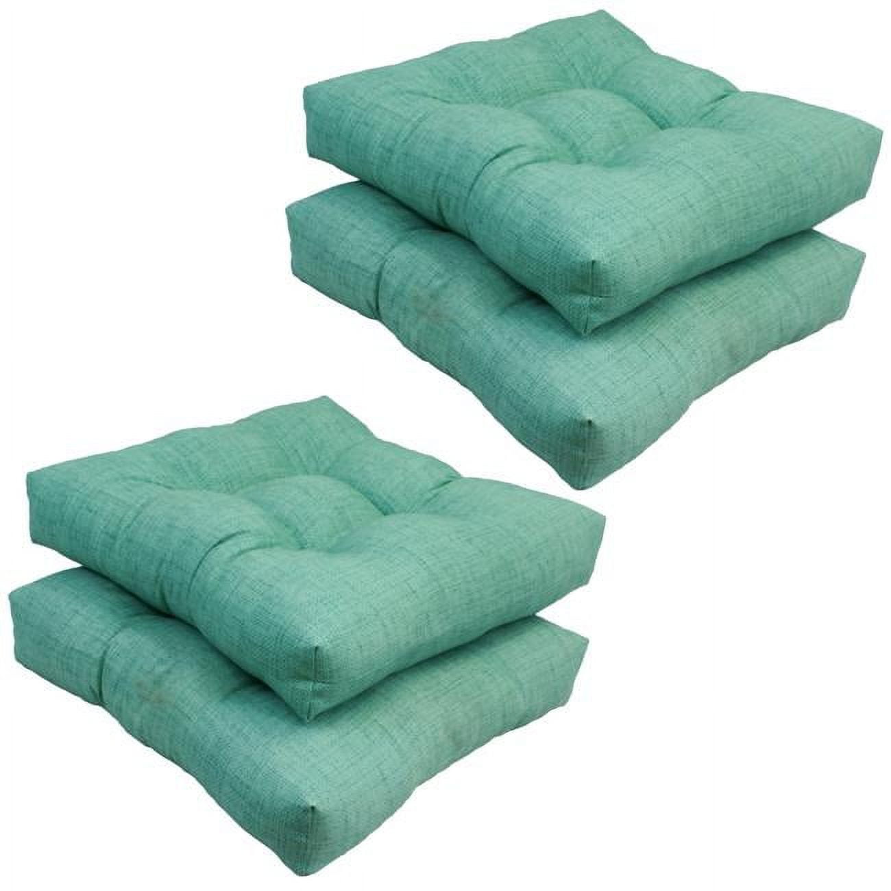 Picture of Blazing Needles 94005-4CH-JO16-16 19 in. Squared Patterned Spun Polyester Tufted Dining Chair Cushions, Rionu Aqua - Set of 4