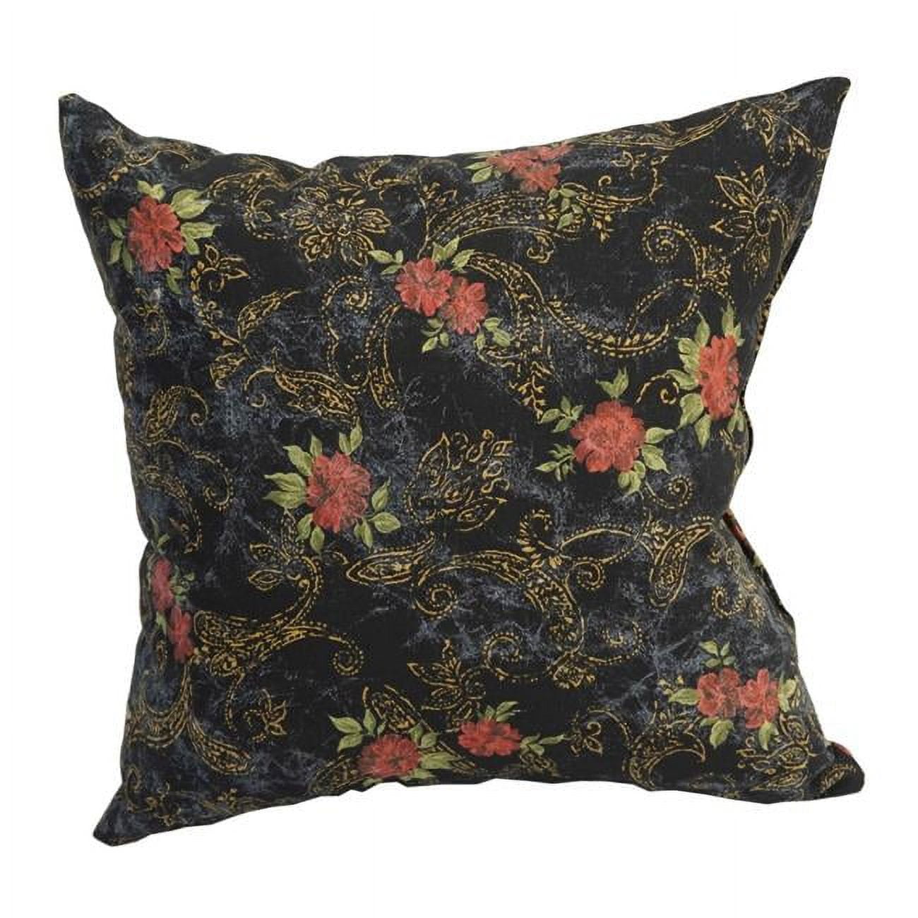 9910-S1-ID-019 17 in. Jacquard Throw Pillows with Inserts, Midnight Rosebud