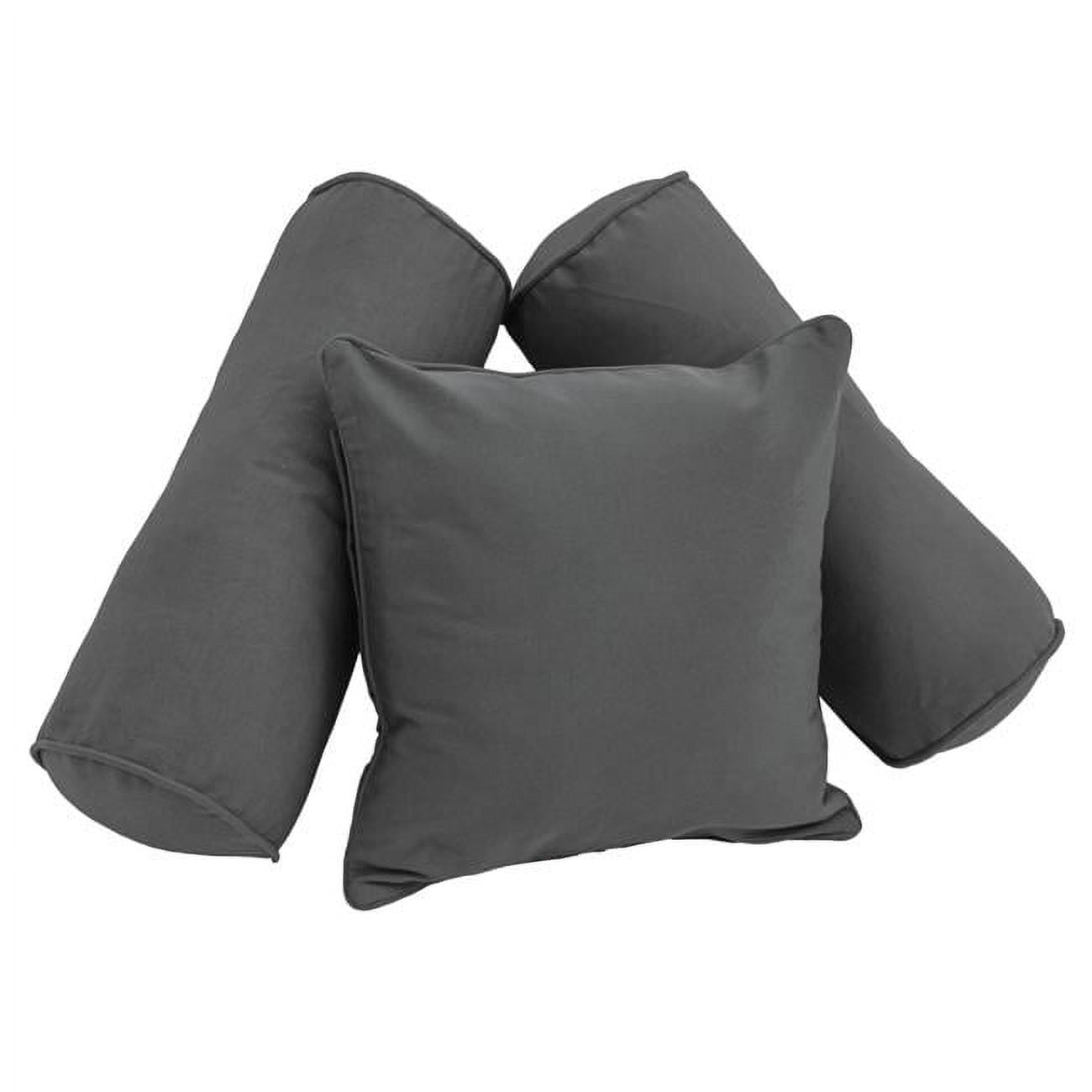 9816-CD-S3-TW-GY Double-Corded Solid Twill Throw Pillows with Inserts, Steel Grey - Set of 3