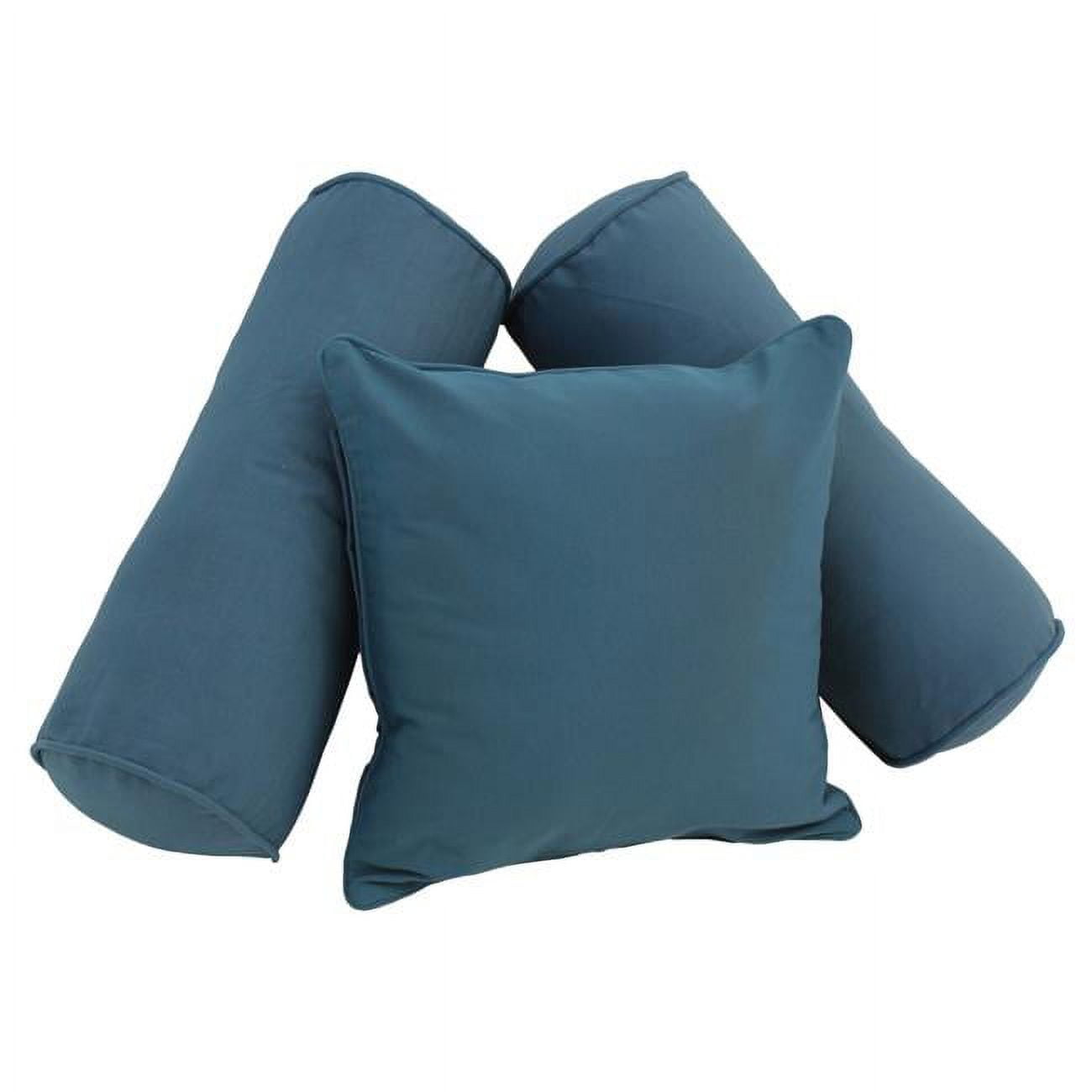 9816-CD-S3-TW-IN Double-Corded Solid Twill Throw Pillows with Inserts, Indigo - Set of 3