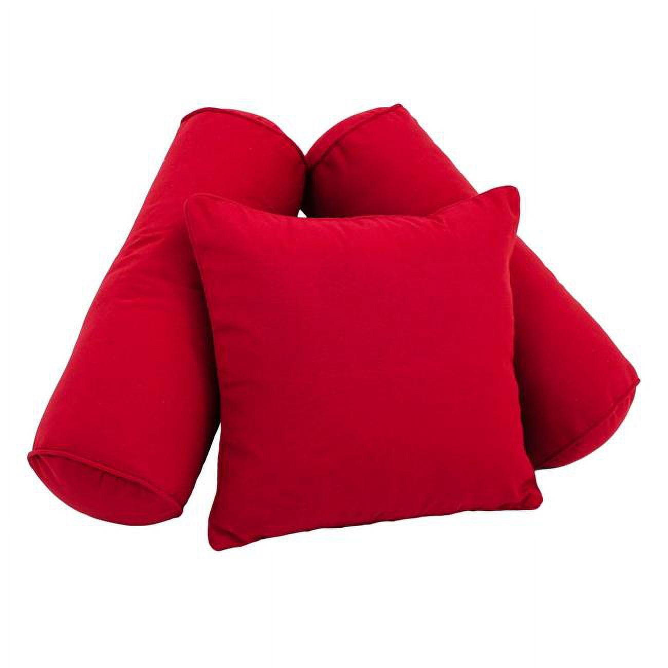 9816-CD-S3-TW-RD Double-Corded Solid Twill Throw Pillows with Inserts, Red - Set of 3
