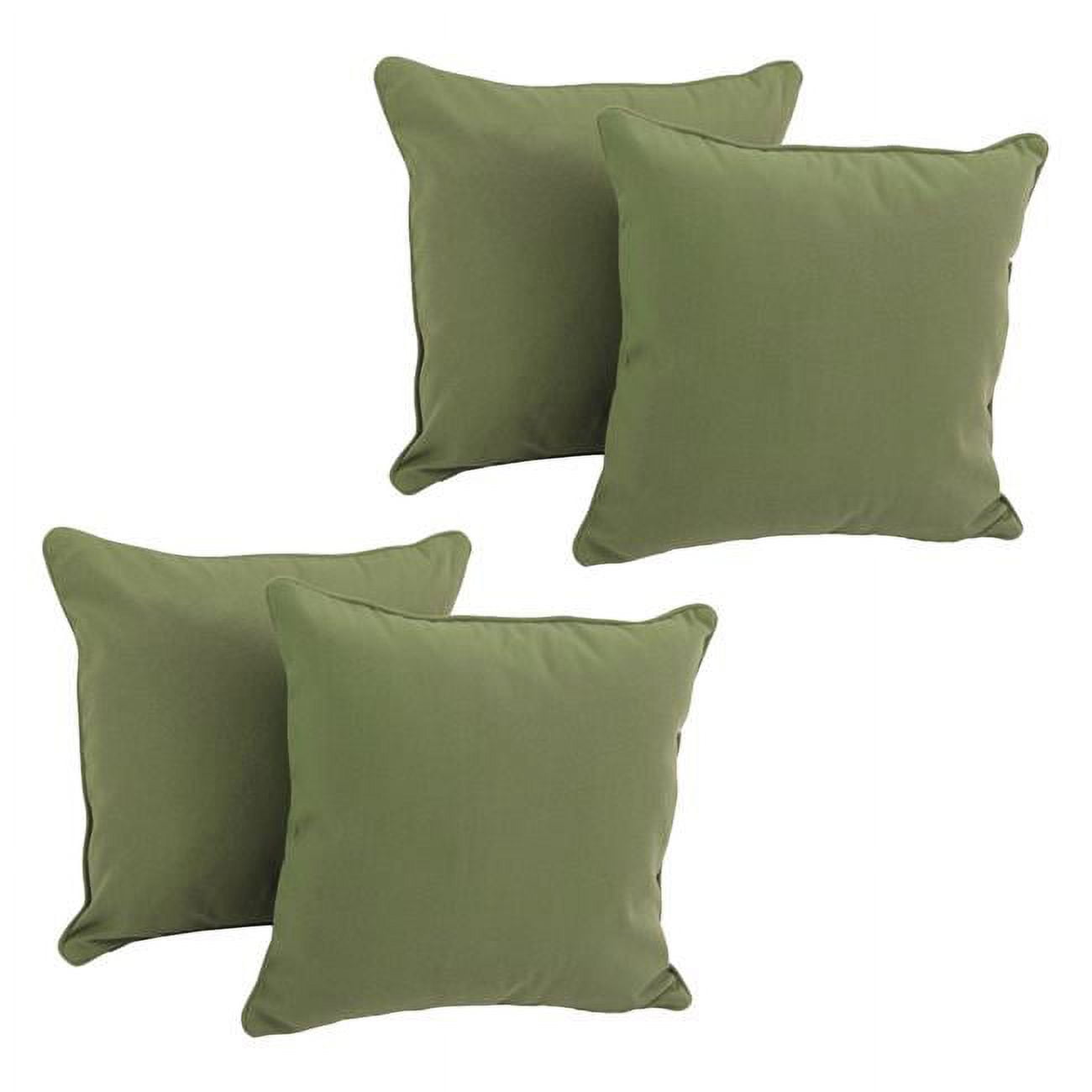 18 in. Double-Corded Solid Twill Square Throw Pillows with Inserts, Sage - Set of 4
