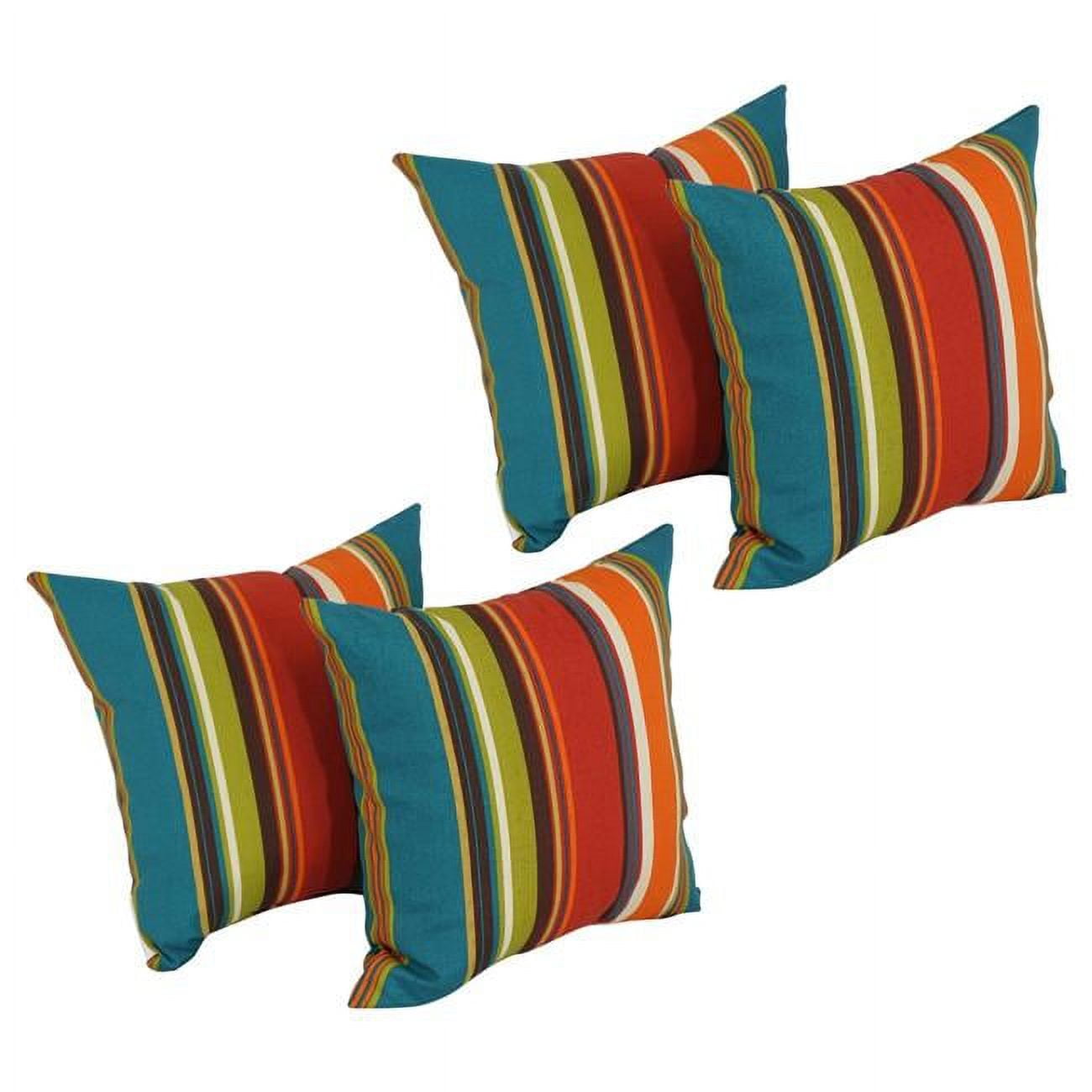 9910-S4-REO-51 17 in. Square Solid Polyester Outdoor Throw Pillows, Westport Teal - Set of 4
