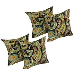 9910-S4-REO-58 17 in. Square Solid Polyester Outdoor Throw Pillows, Hadia Franco Noir - Set of 4
